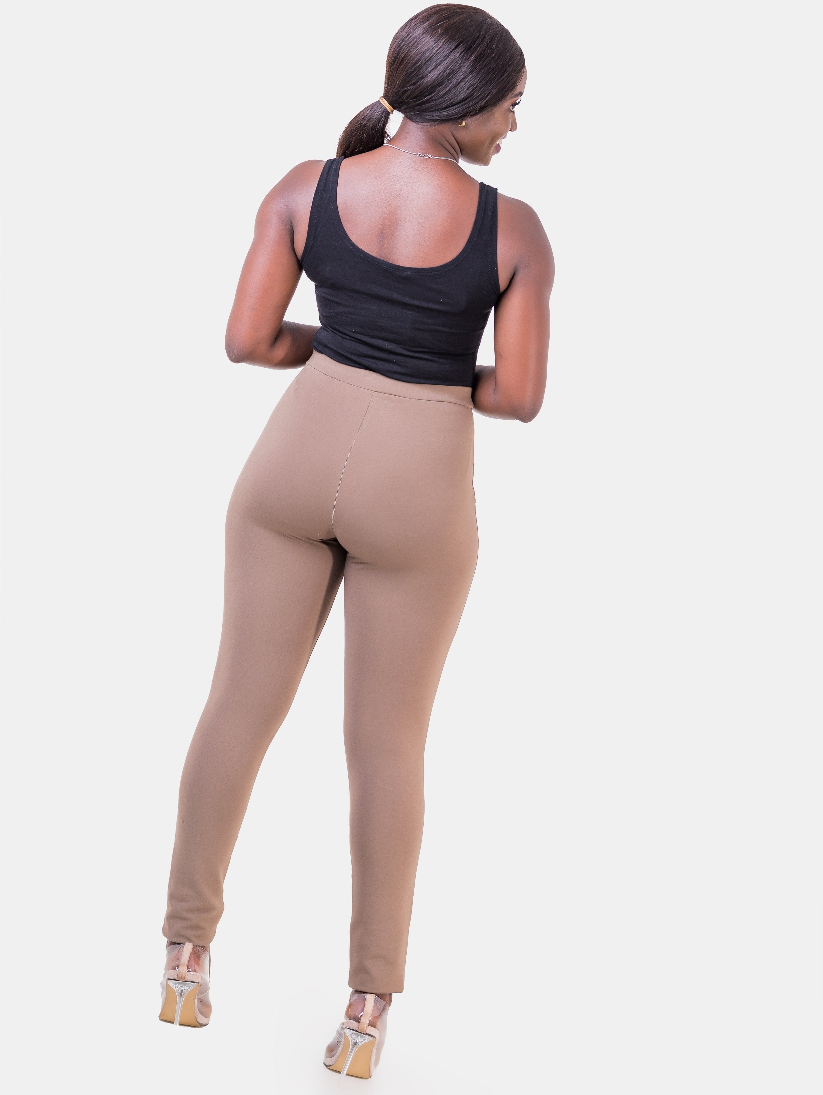 Vivo Faux Pocket Leisure Pants - Taupe - Shop Zetu