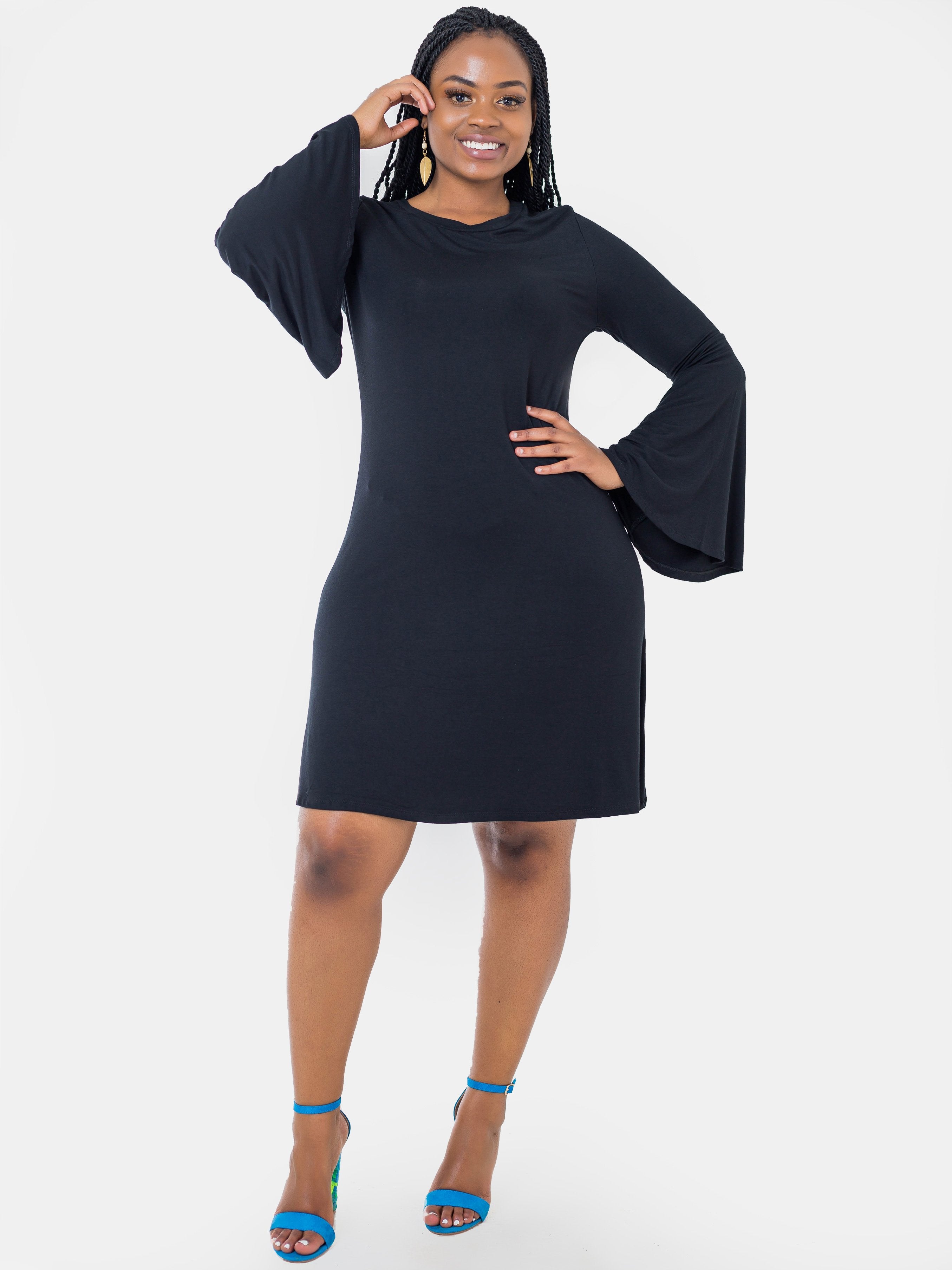 Vivo Flounce Sleeve Dress Black Vivo Fashion Group Kenya