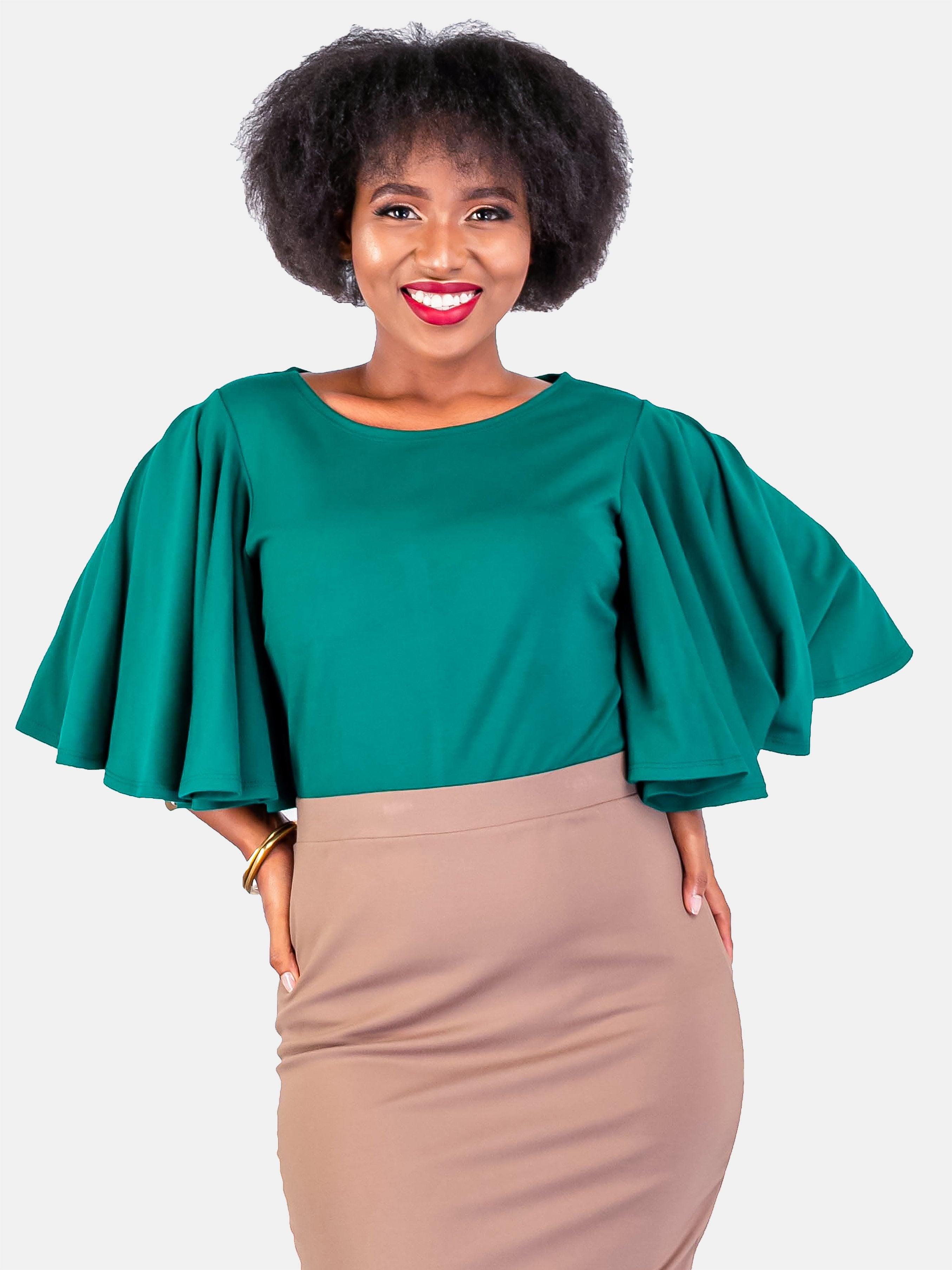 Vivo Flounce Top - Dark Green - Shop Zetu