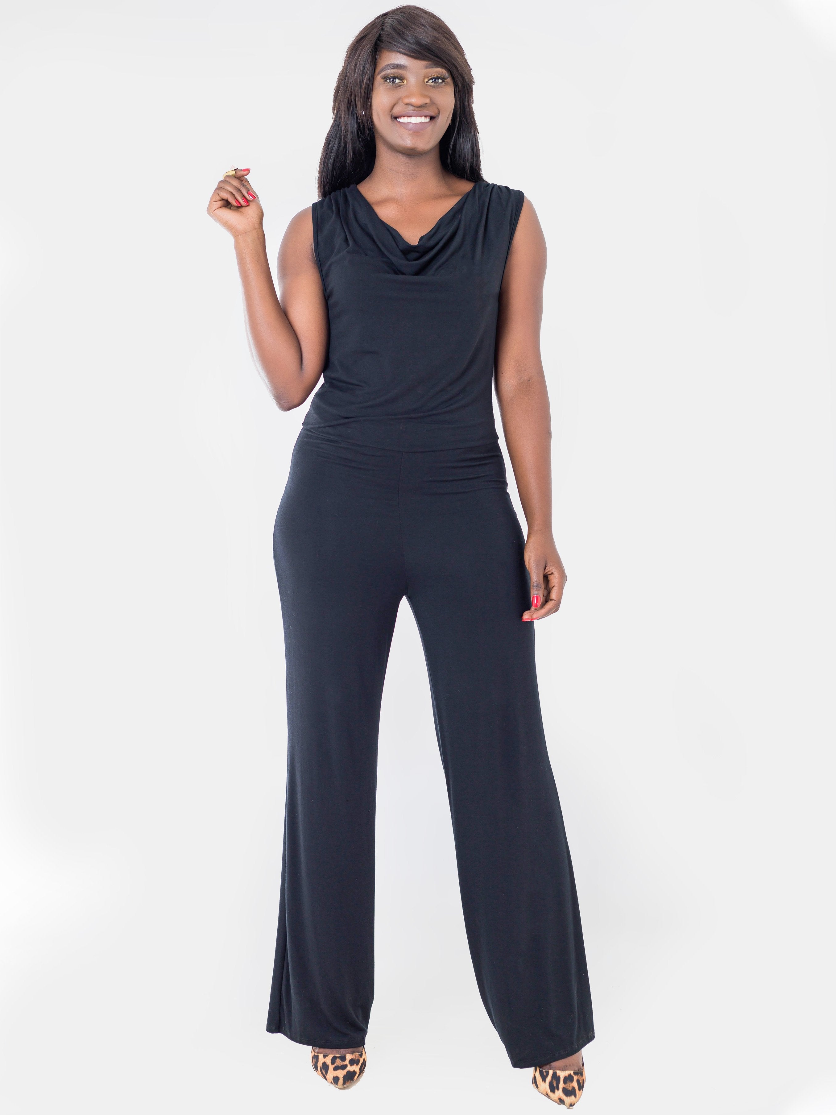 Vivo Jaime Cowl Jumpsuit - Black - Shop Zetu