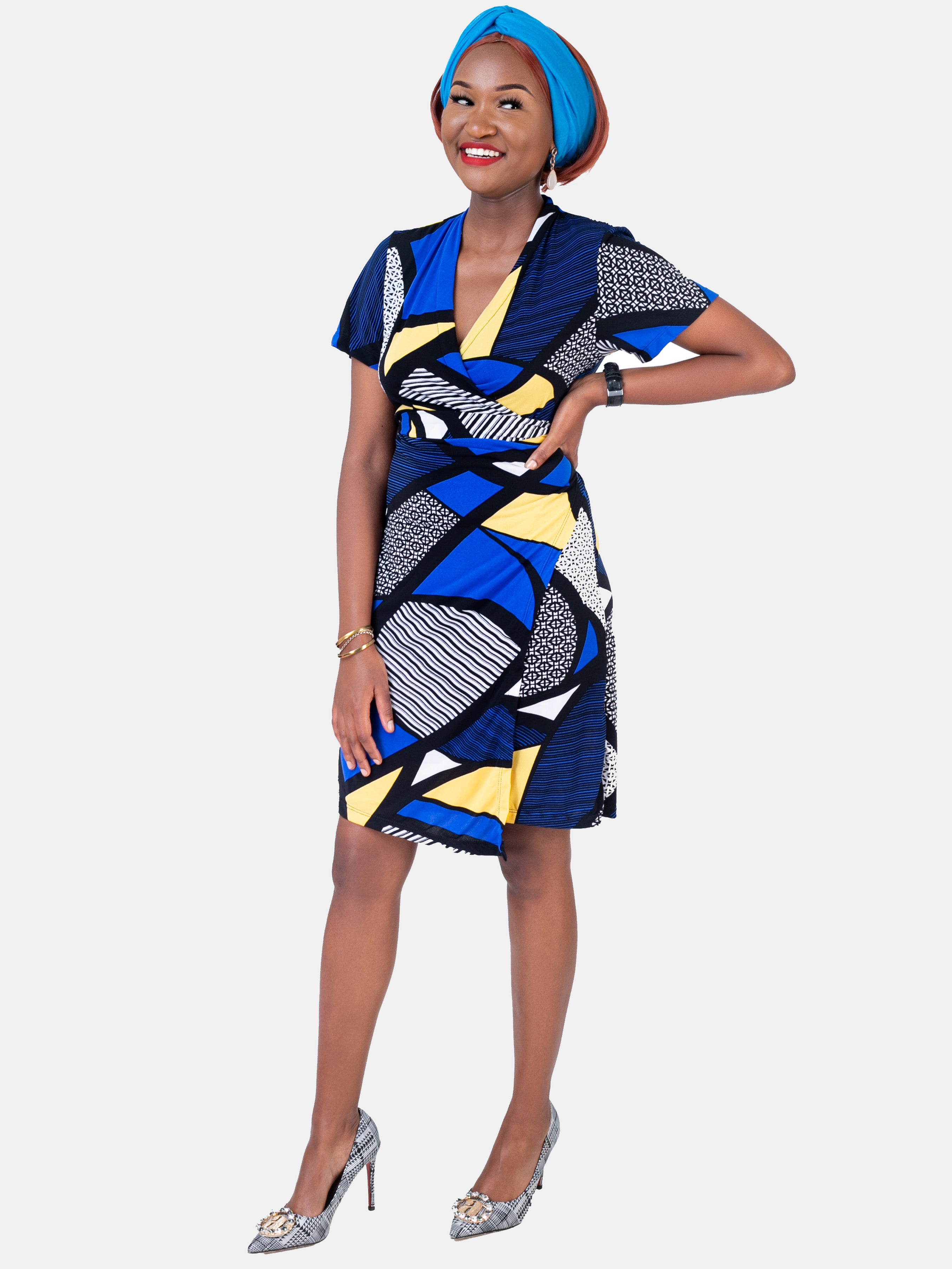 Vivo Jemima Short Dress - Blue Print