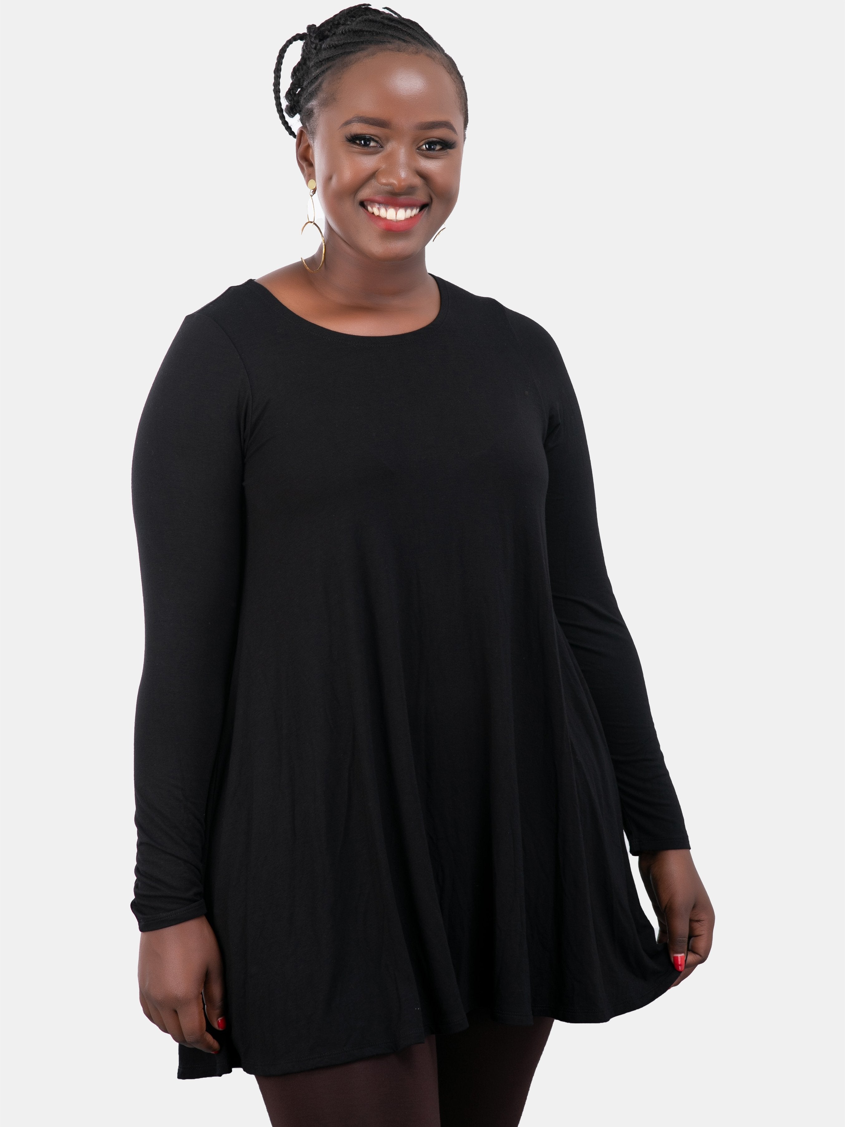 Vivo JJ Long Sleeved Dress Top - Black - Shop Zetu