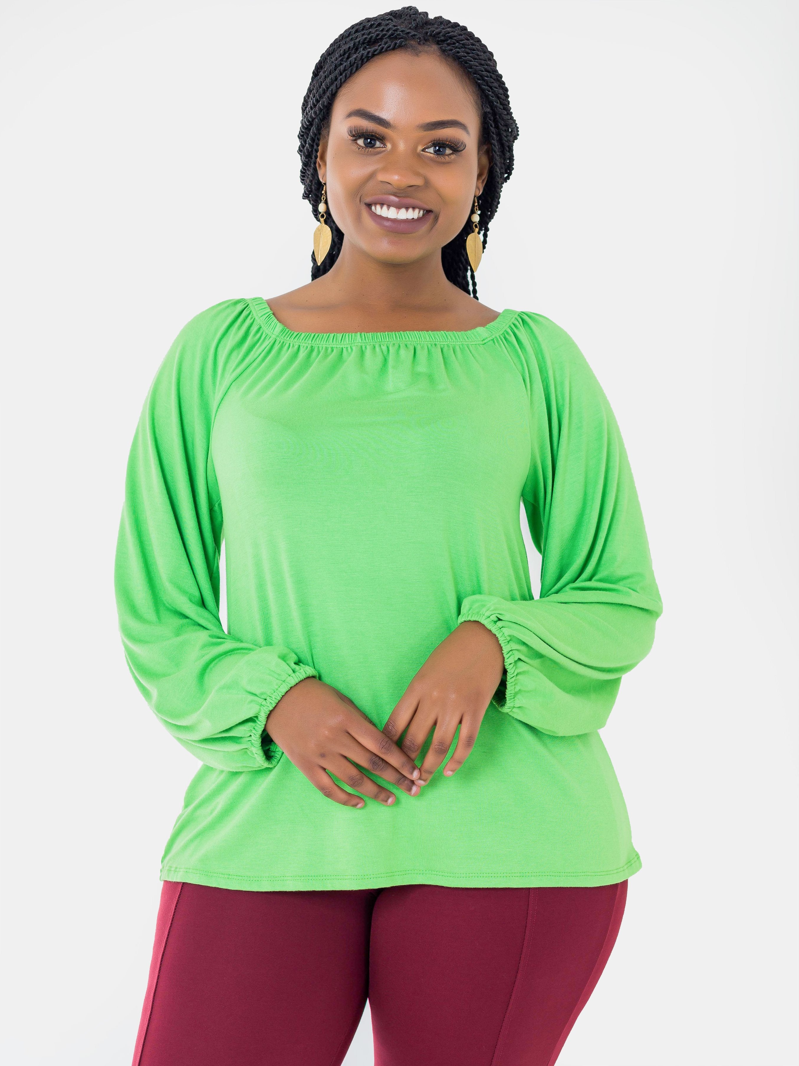 Vivo Lia Off Shoulder Top - Green - Shop Zetu