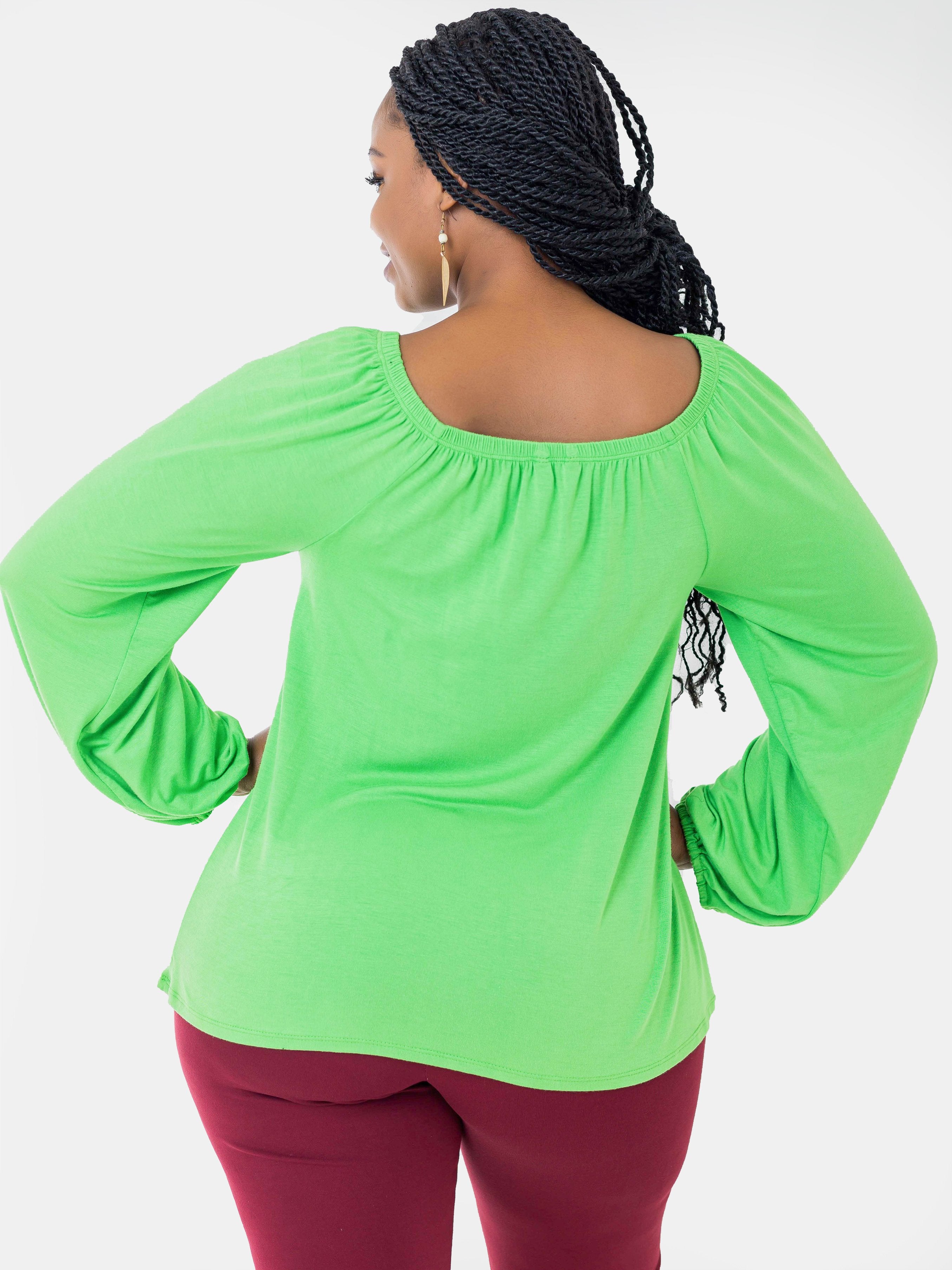 Vivo Lia Off Shoulder Top - Green - Shop Zetu