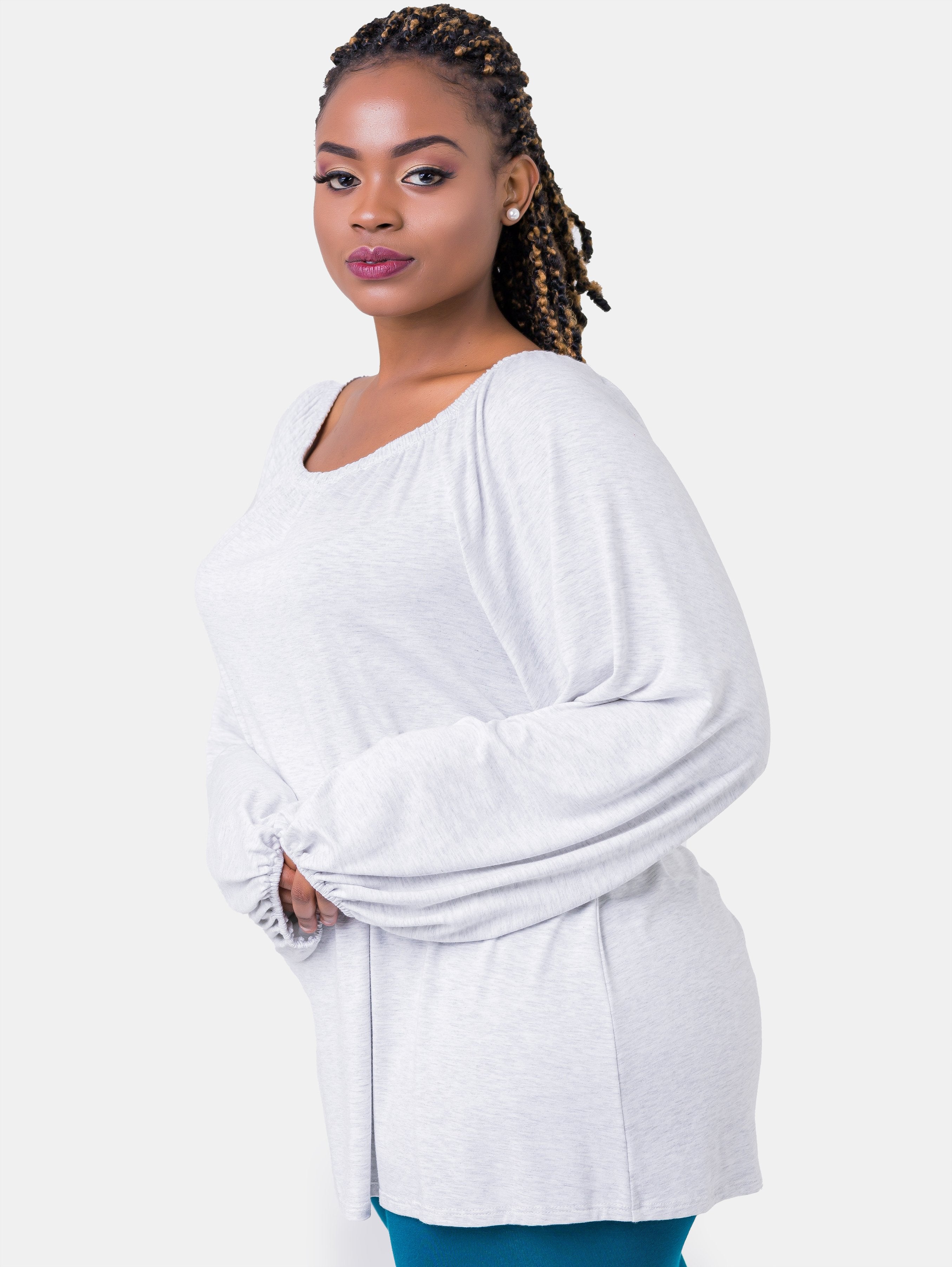 Vivo Lia Off Shoulder Top - Light Grey - Shop Zetu