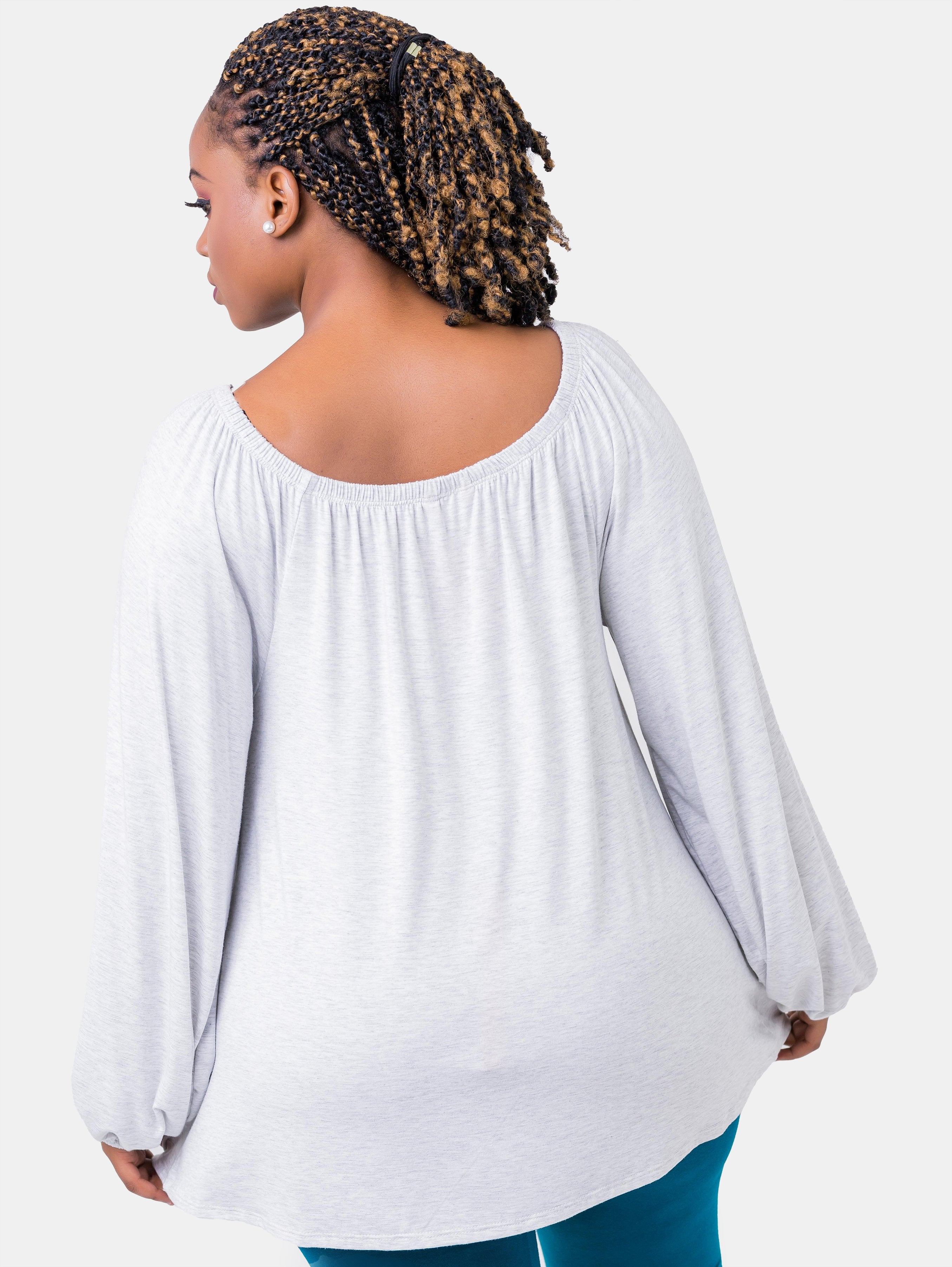 Vivo Lia Off Shoulder Top - Light Grey - Shop Zetu