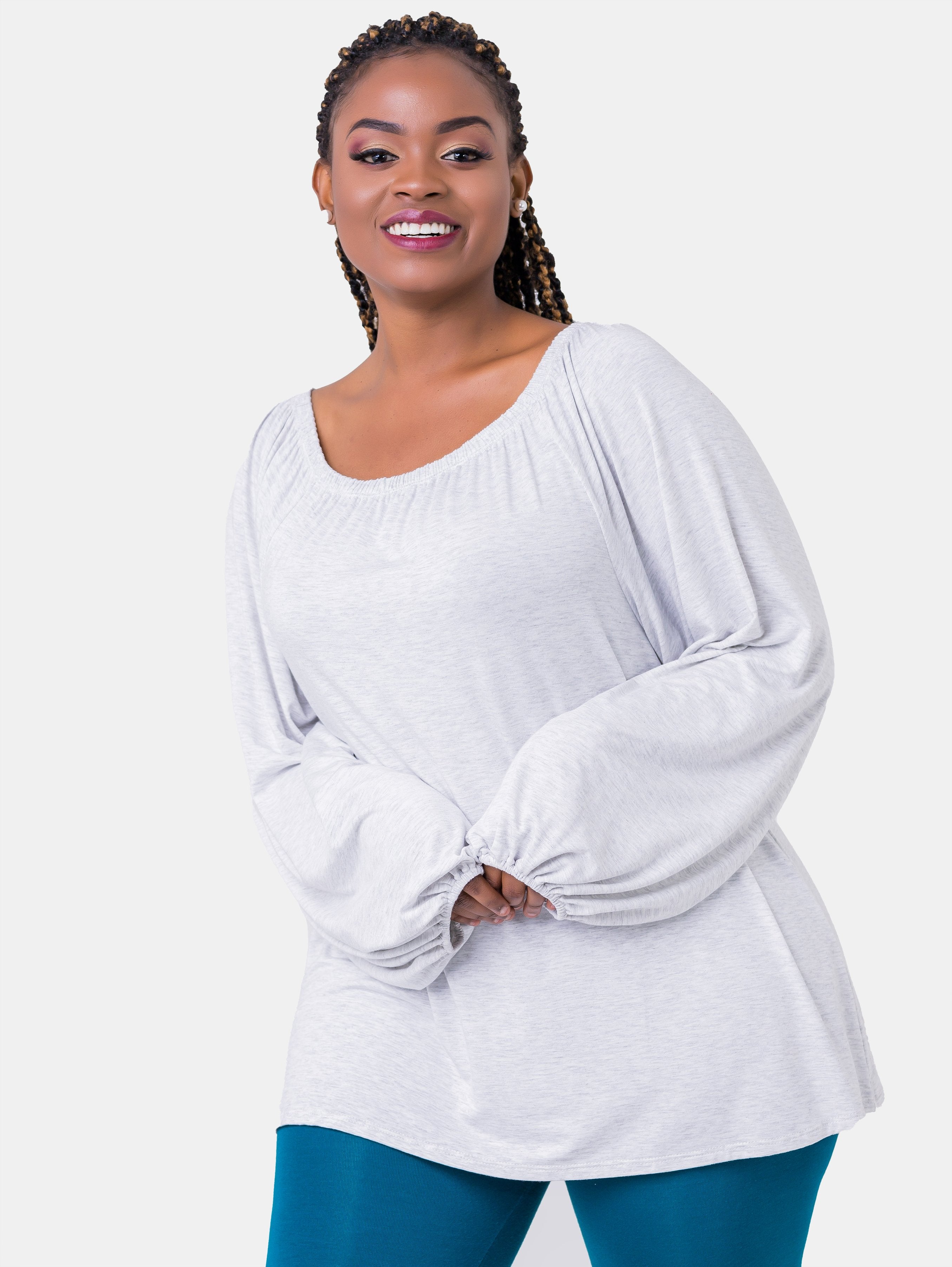 Vivo Lia Off Shoulder Top - Light Grey - Shop Zetu