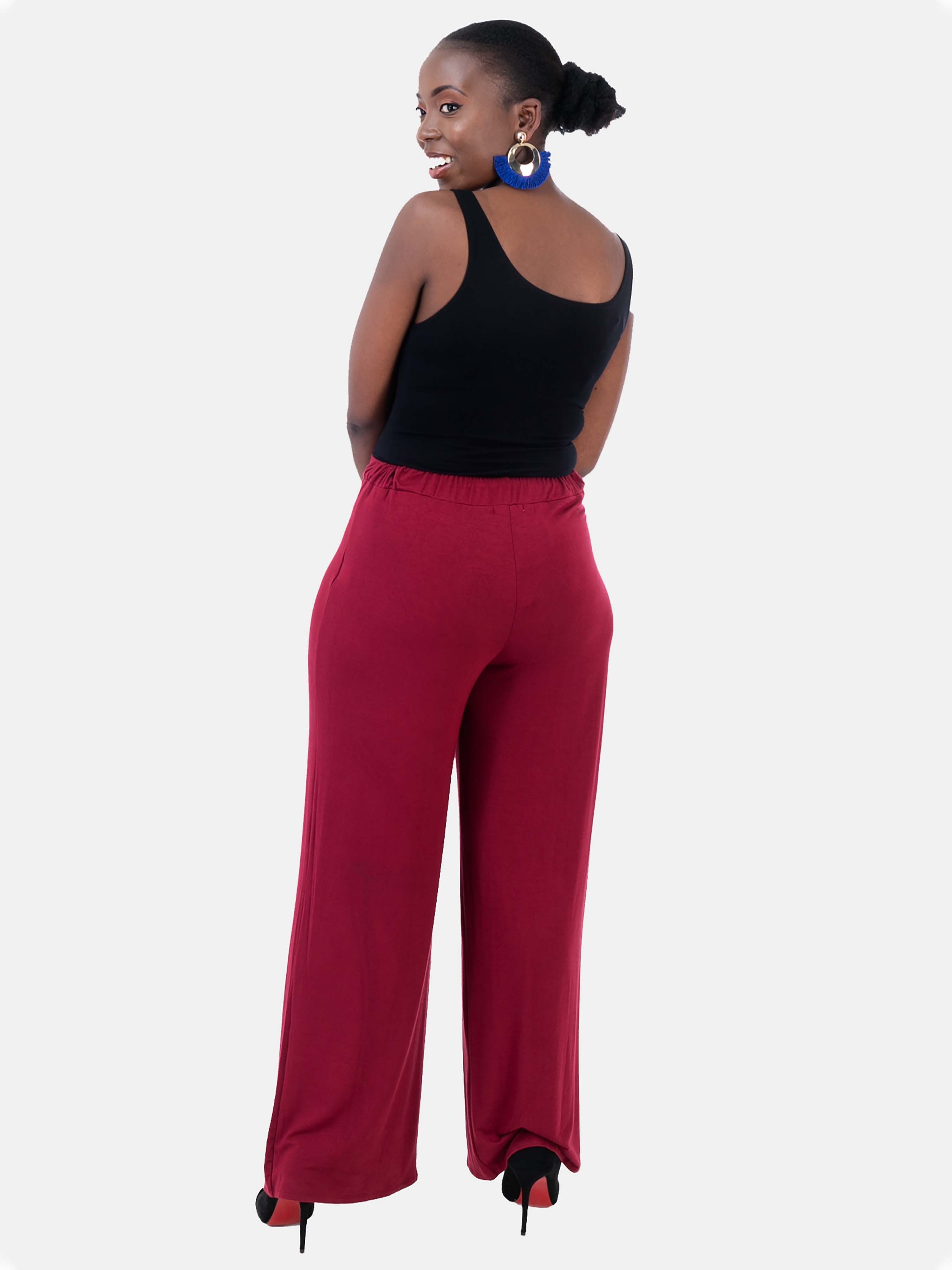 Vivo Loretta Palazzo Pants - Maroon - Shop Zetu