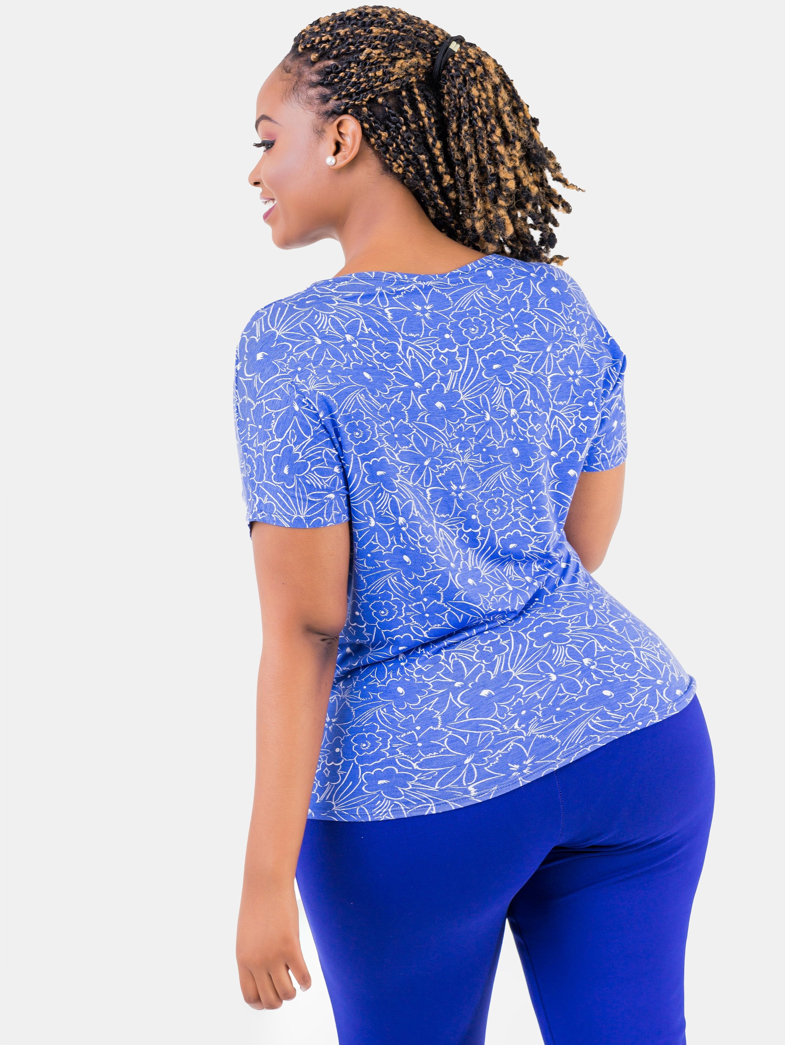 Vivo Mock Wrap Top - Blue - Shop Zetu