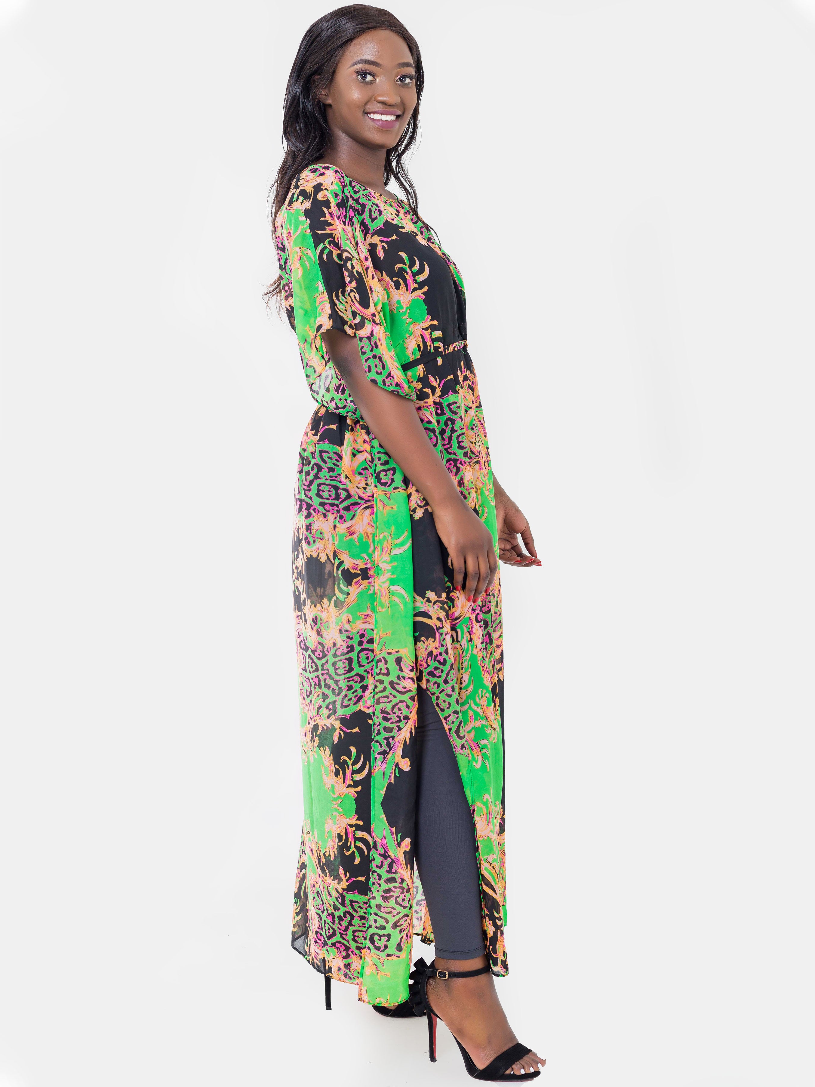 Vivo Myra Chiffon Kaftan (Special Offer) - Green Print