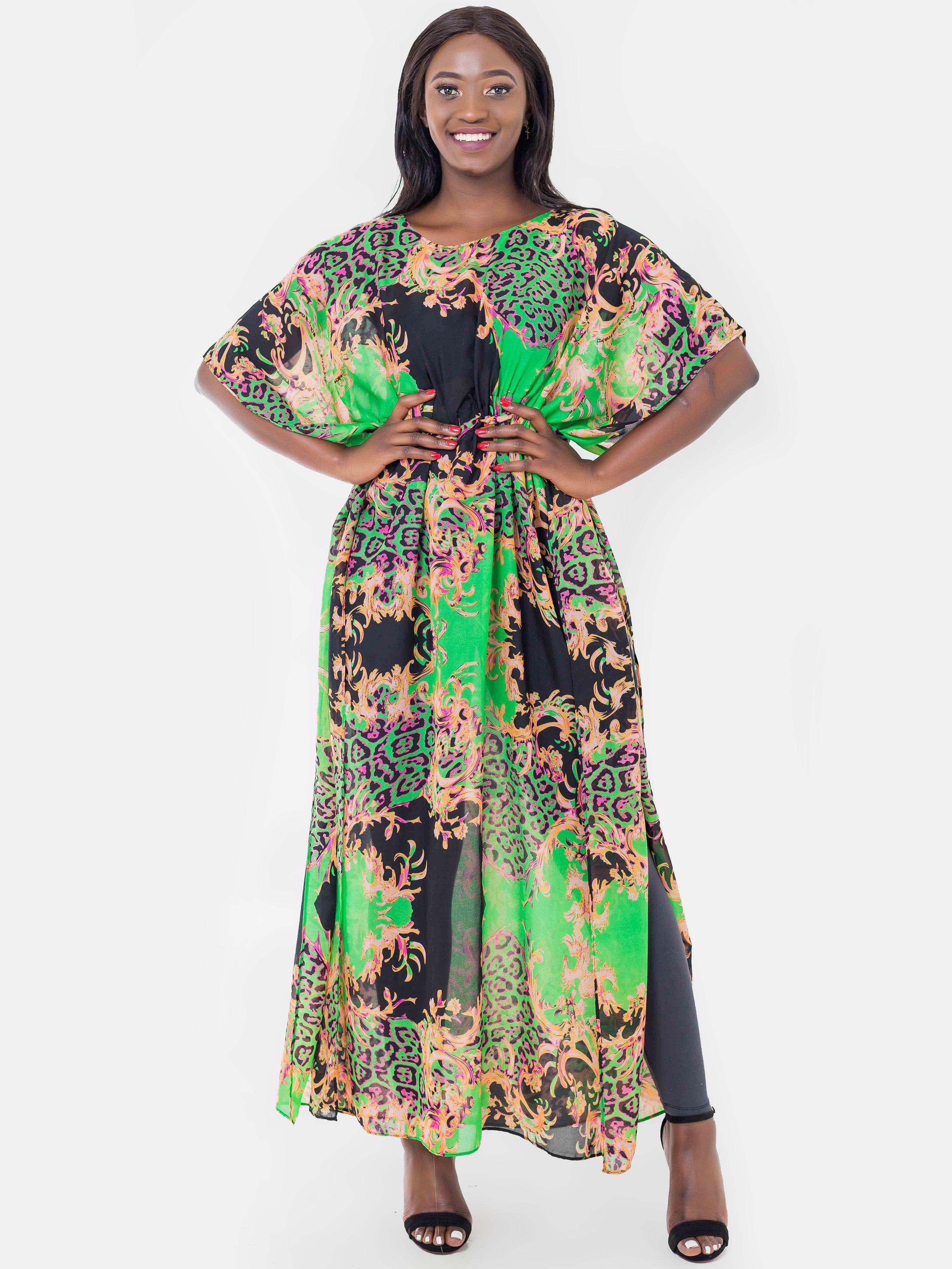 Vivo Myra Chiffon Kaftan (Special Offer) - Green Print