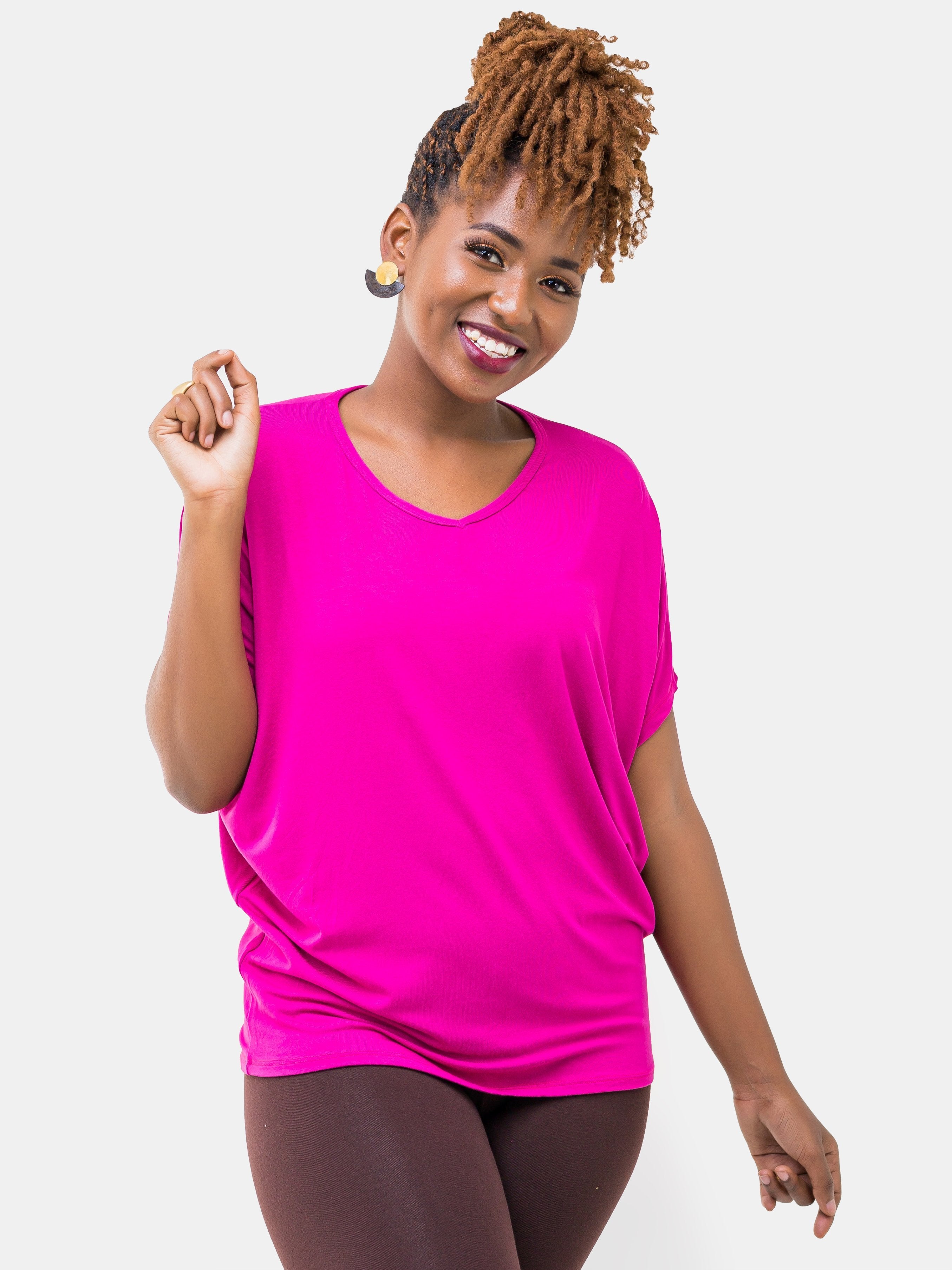 Vivo Penny Loose Top - Pink, Tops