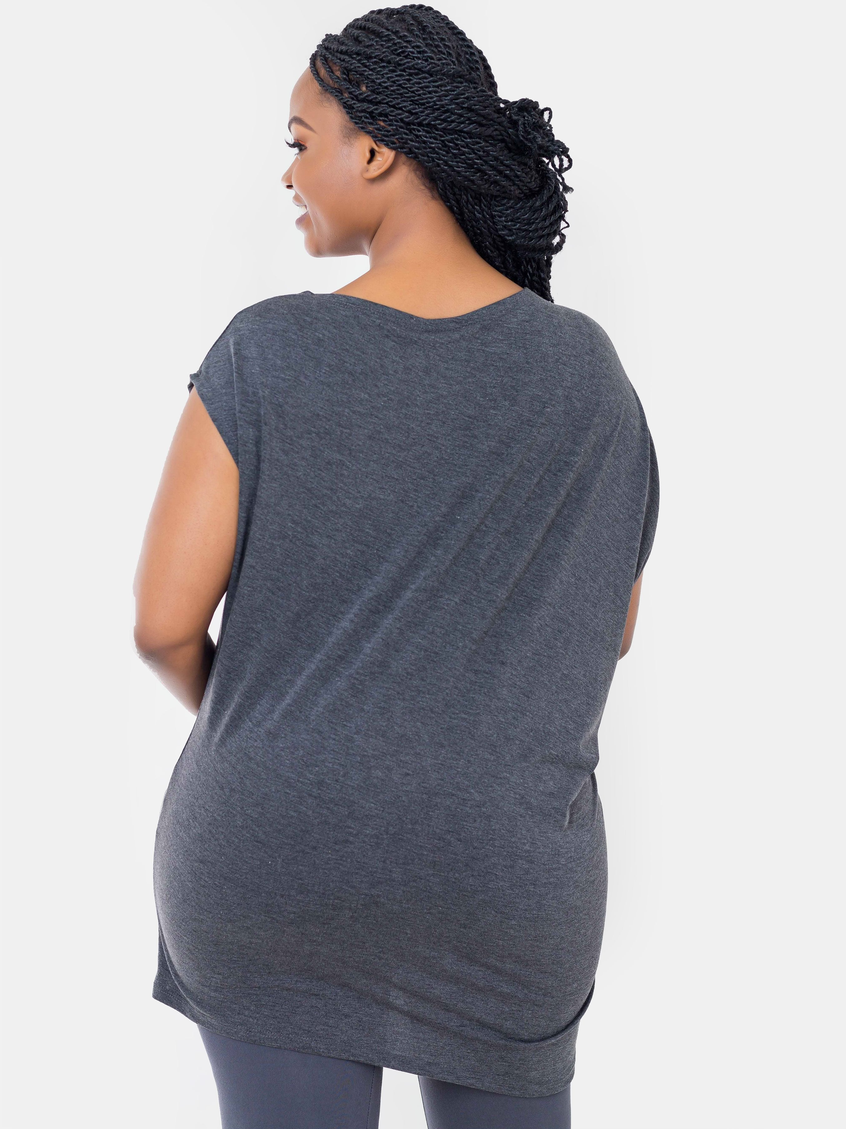 Vivo Shadia Asymmetrical Top - Grey - Shop Zetu