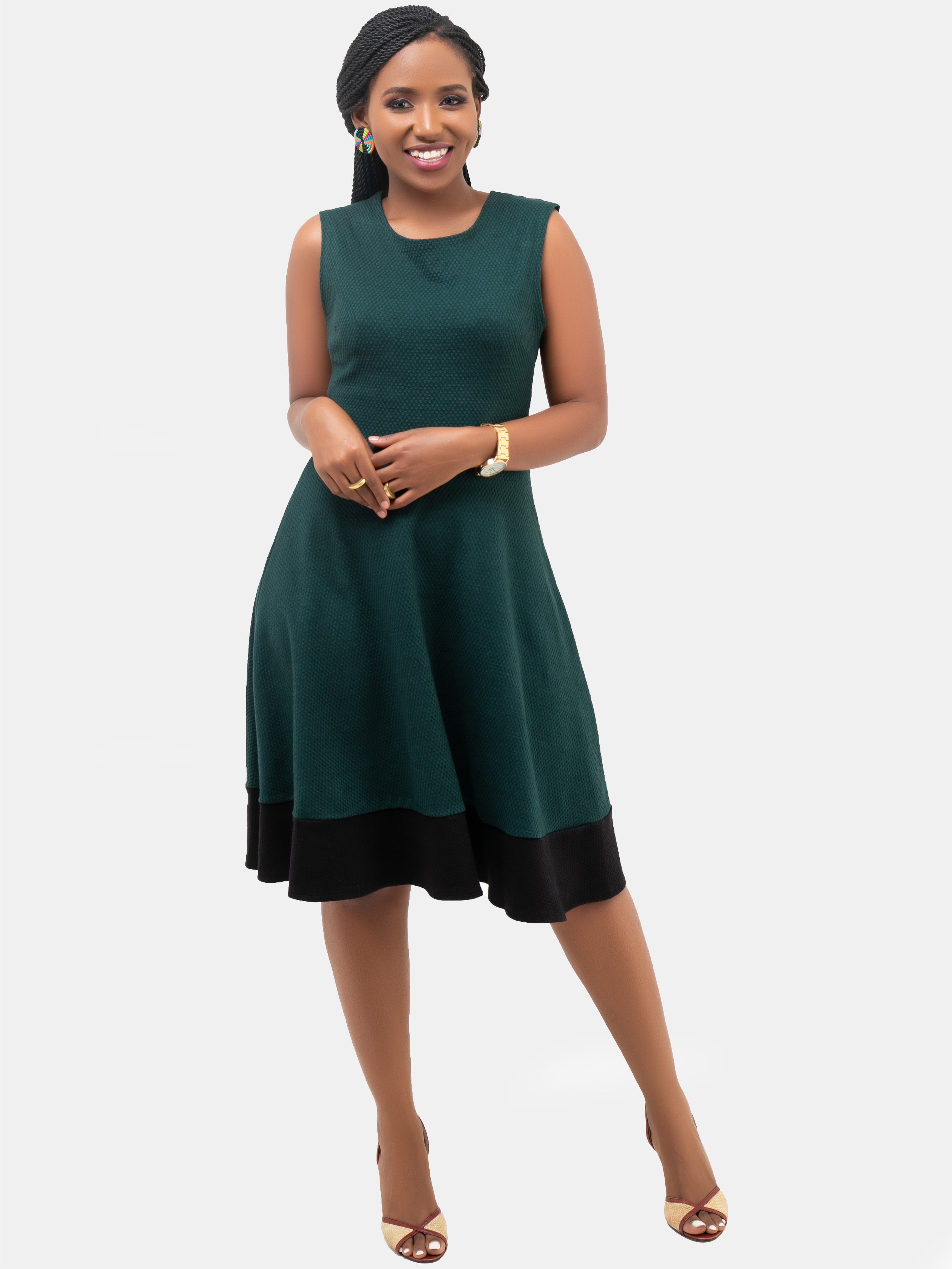 Vivo Zoya Circular Dress - Dark Green