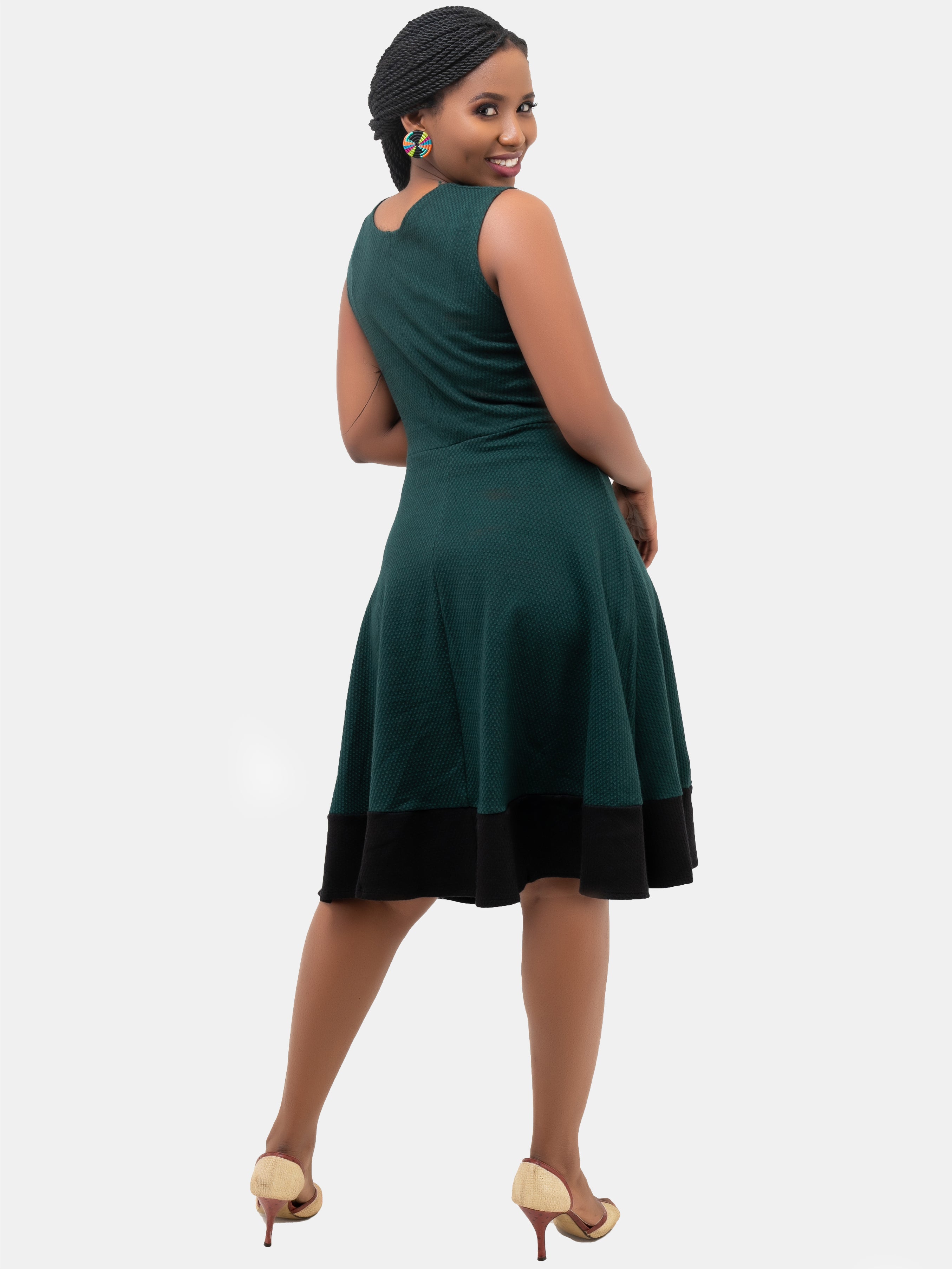 Vivo Zoya Circular Dress - Dark Green