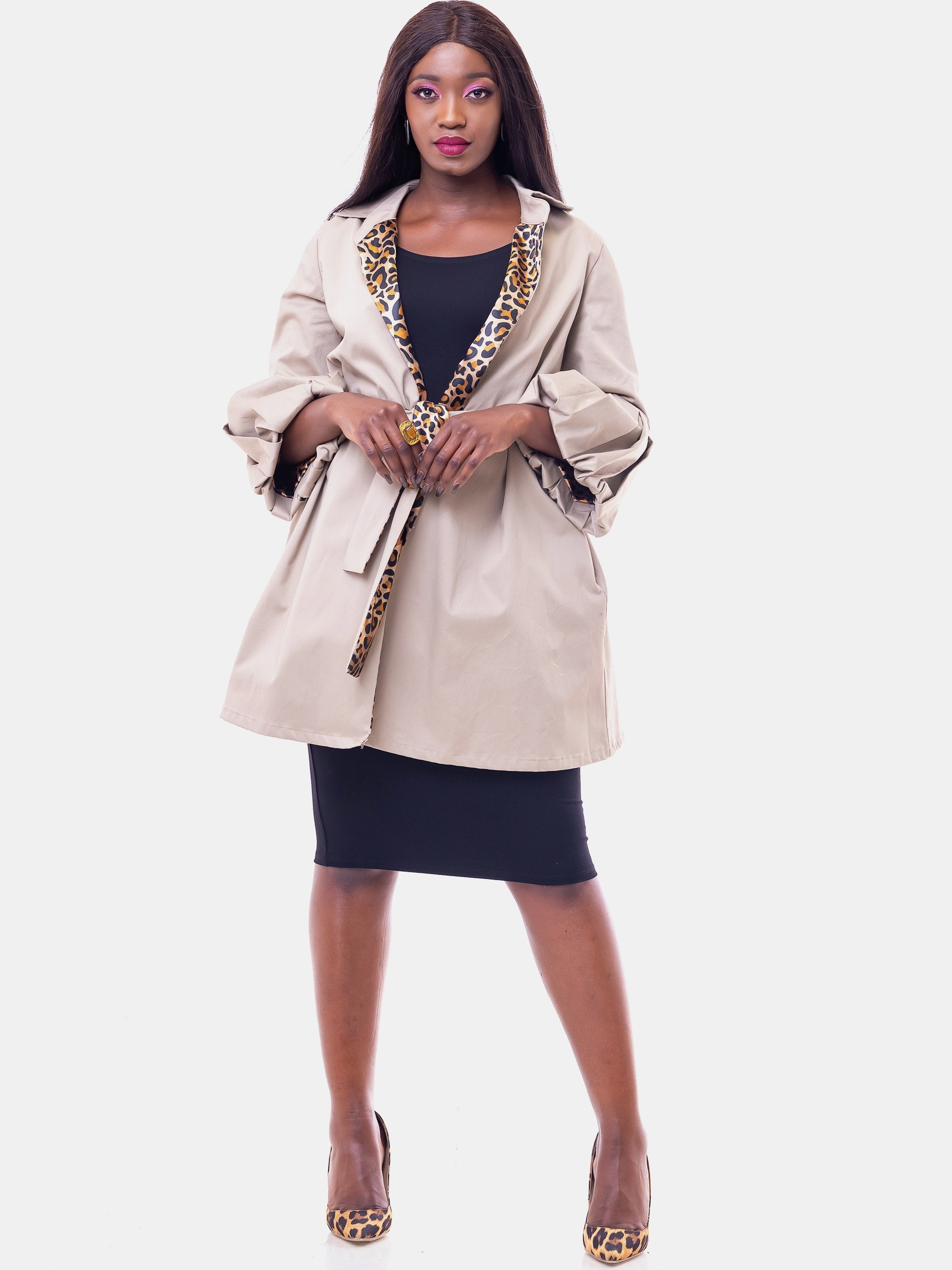 Safari Swazuri Flounce Coat - Taupe