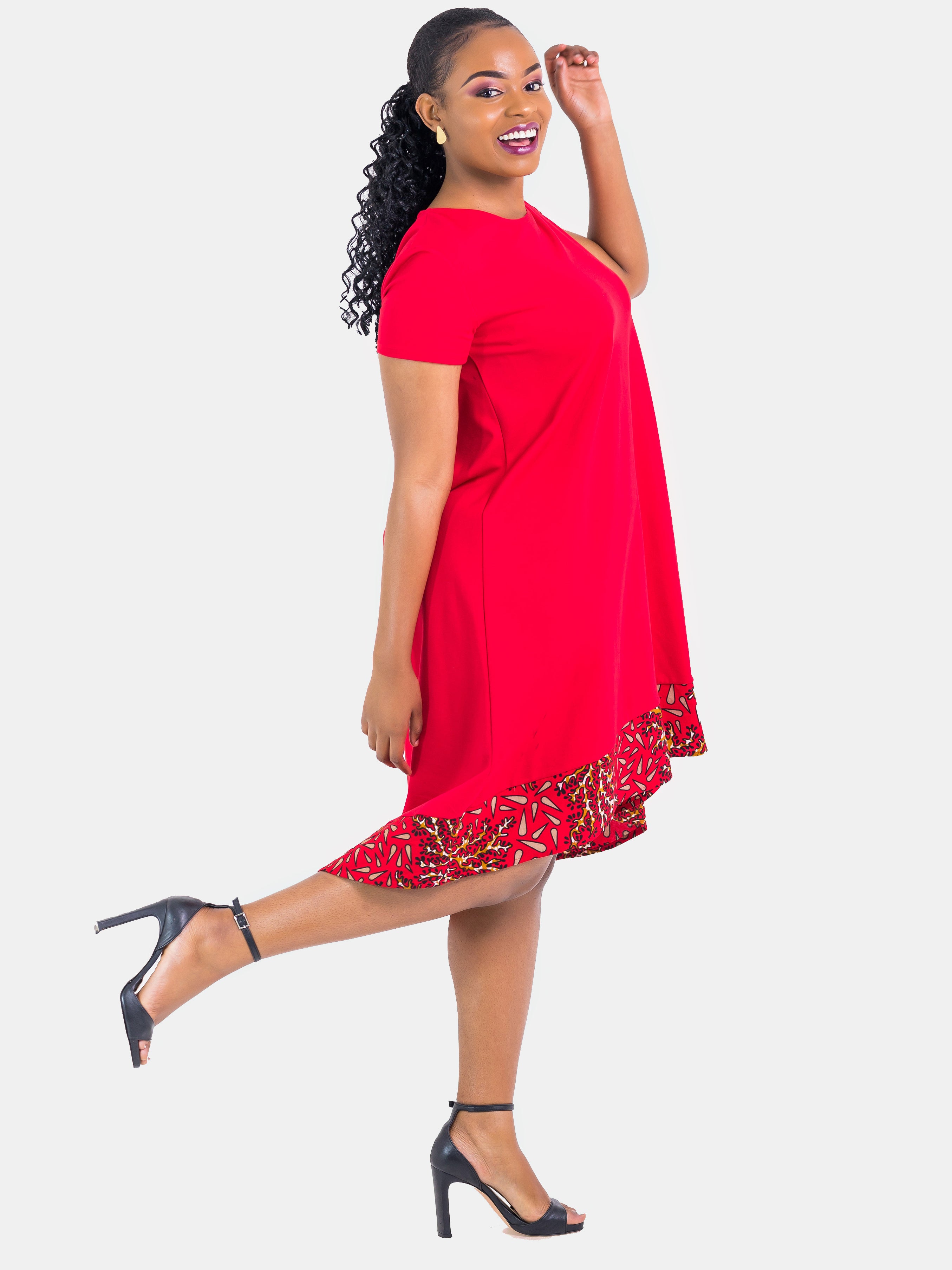 Vivo Mali High Low Dress - Red