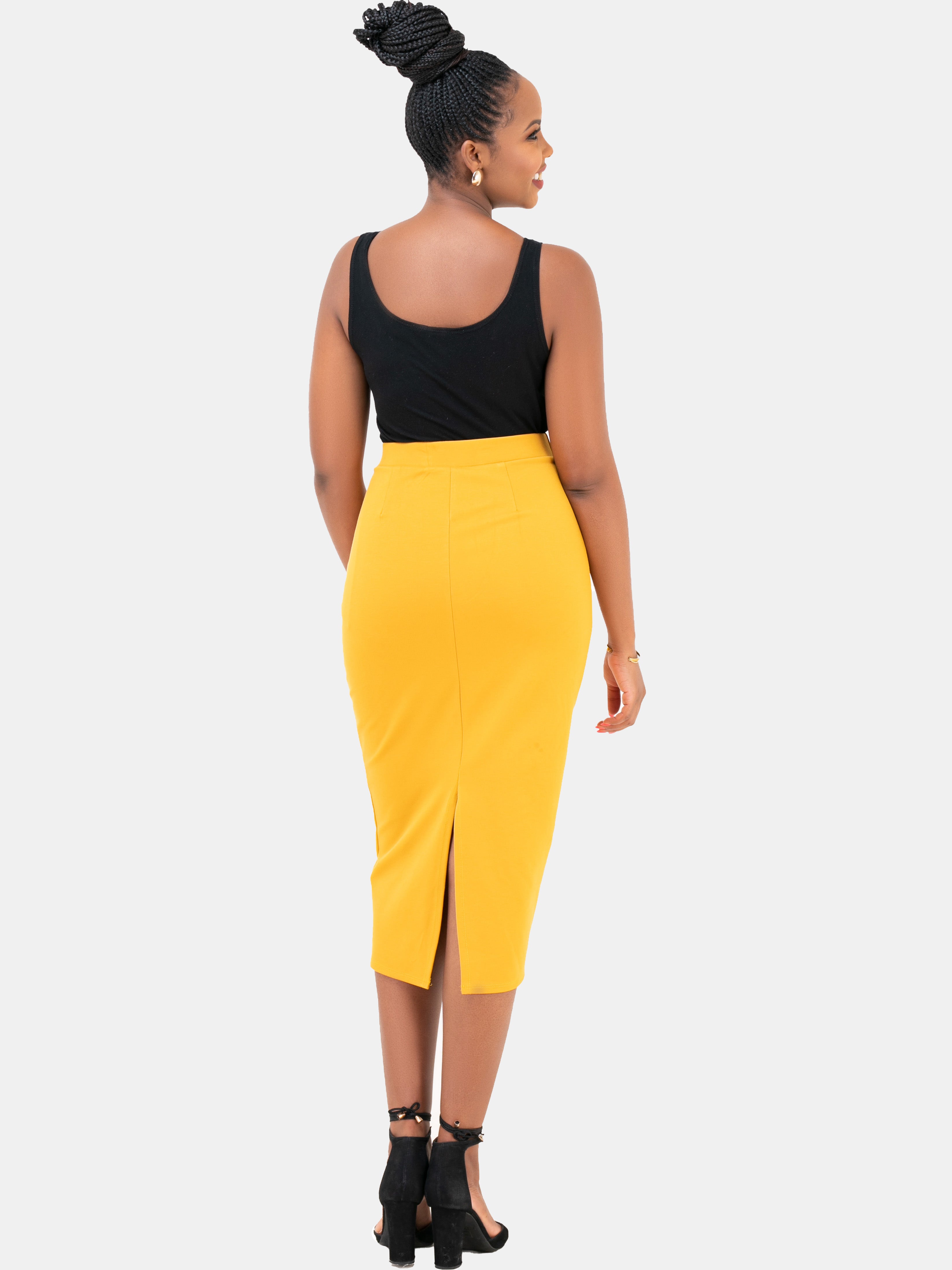 Vivo Basic Midi Pencil Skirt - Mustard