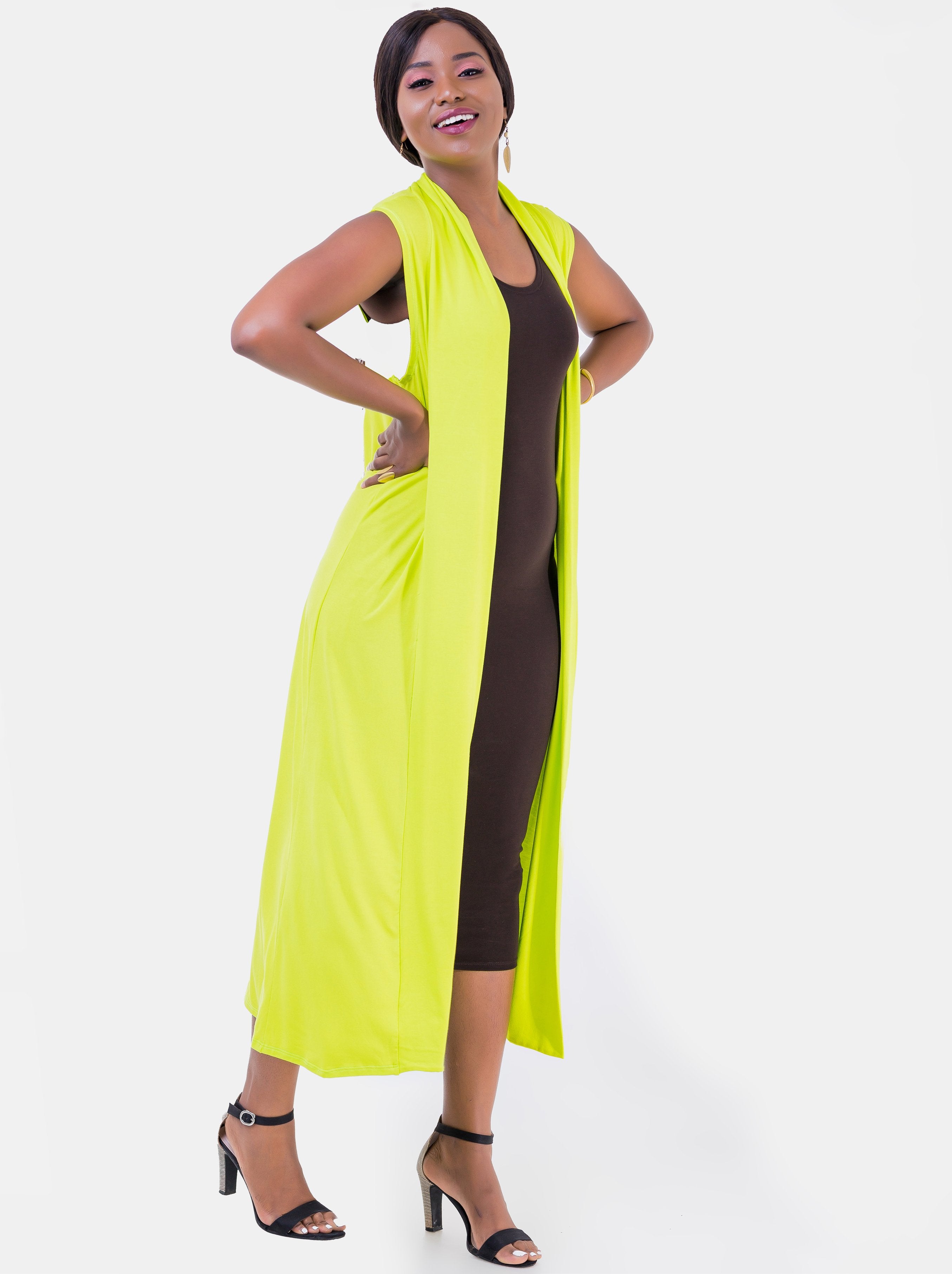 Vivo Sleeveless Long  Lily Waterfall - Lime Green - Shop Zetu