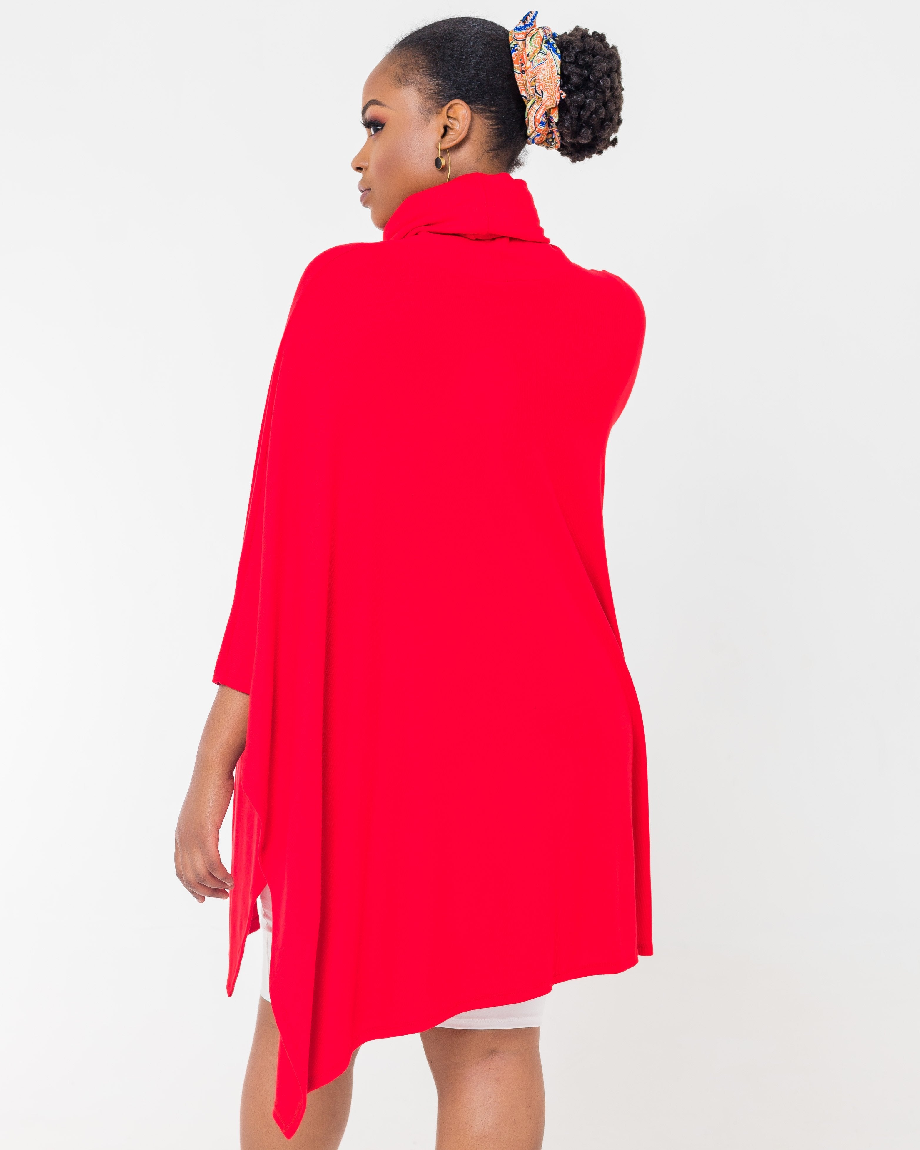 Vivo Ribbing Poncho - Red - Shop Zetu