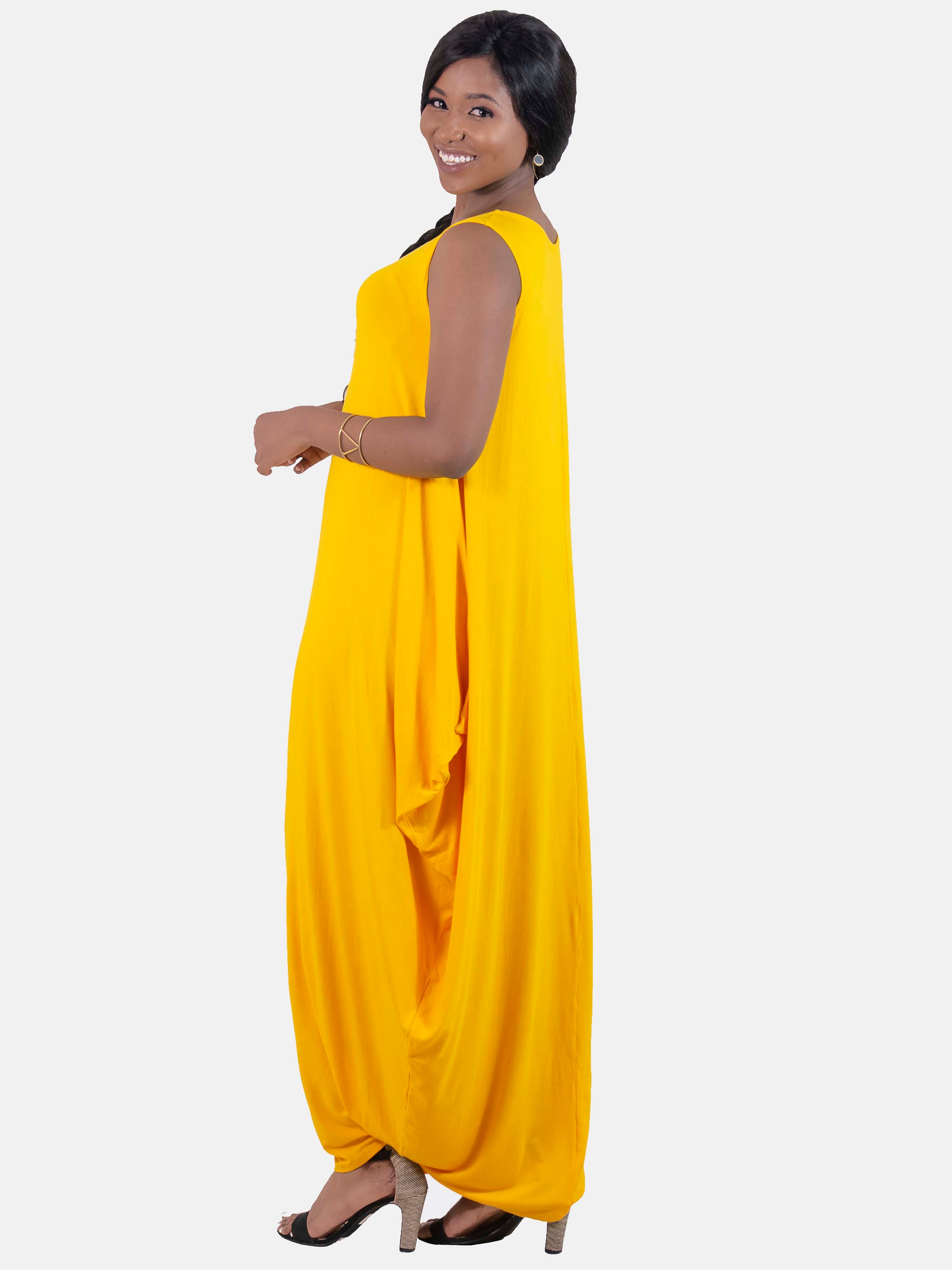 Vivo Basic Salma Maxi Boat Neck Dress - Yellow