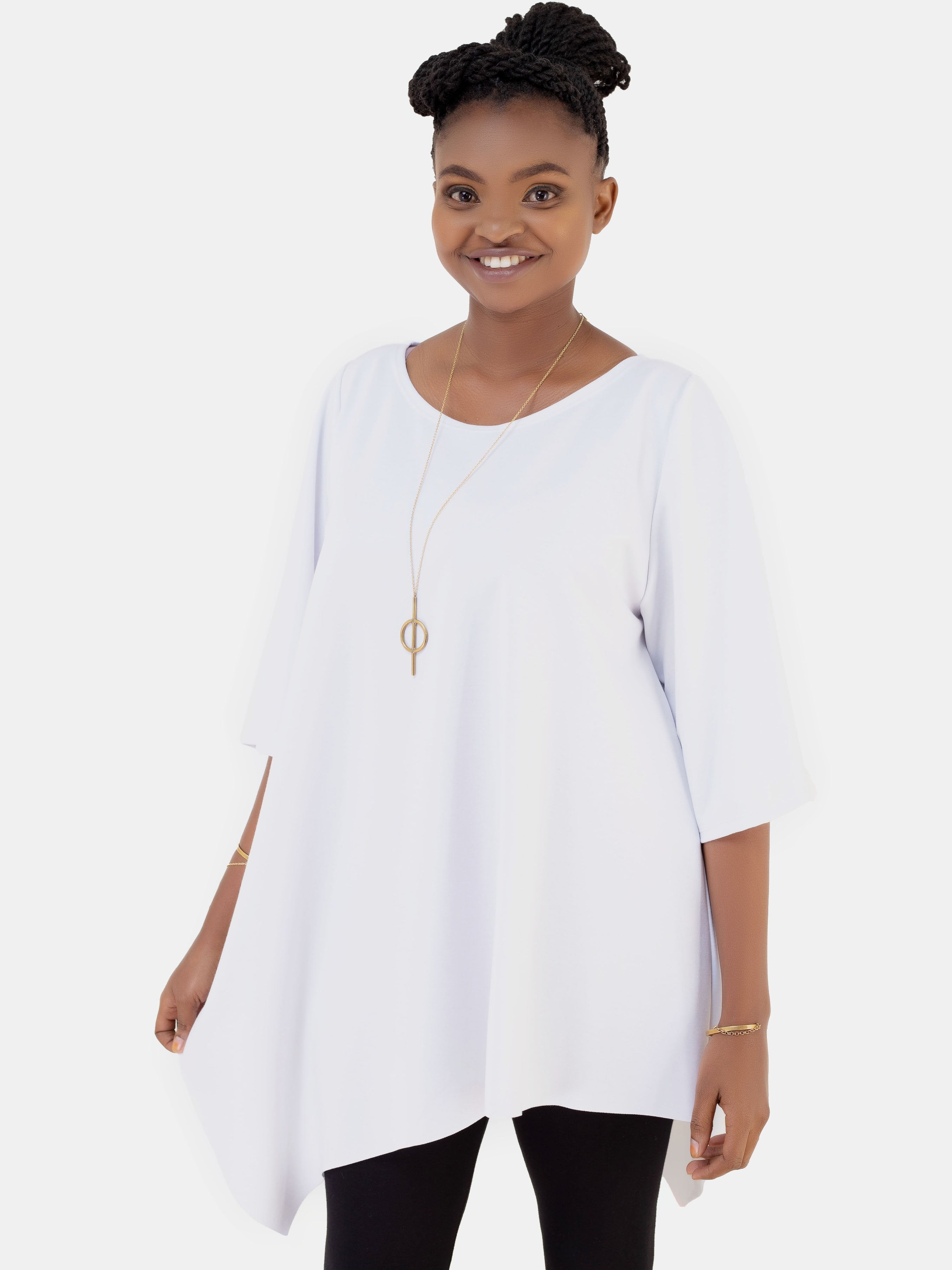 Vivo Asymmetrical Angel Sleeve Top - Off White - Shop Zetu