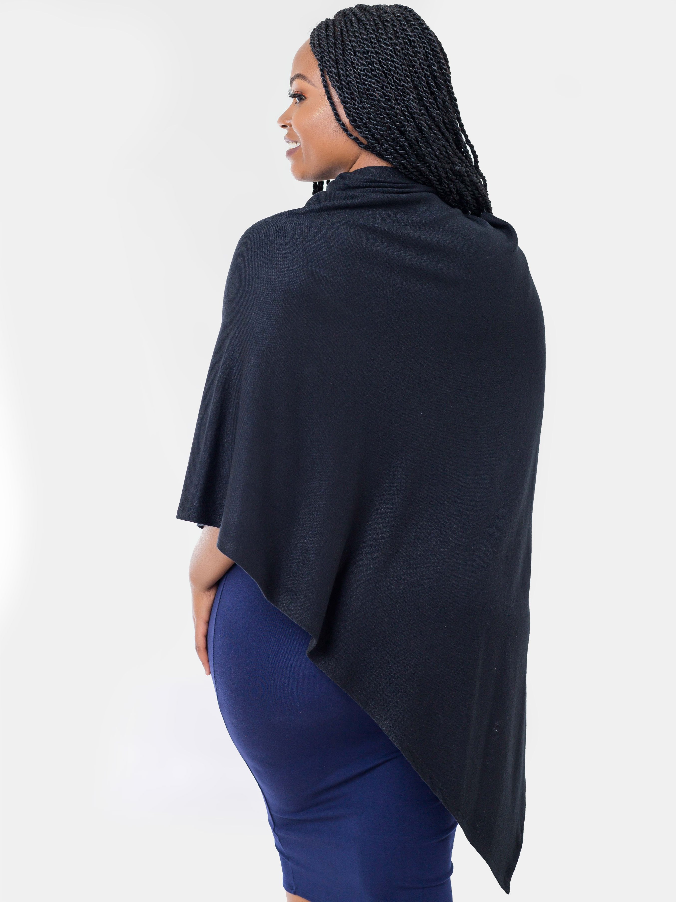 Vivo Asymmetric Poncho - Black - Shop Zetu