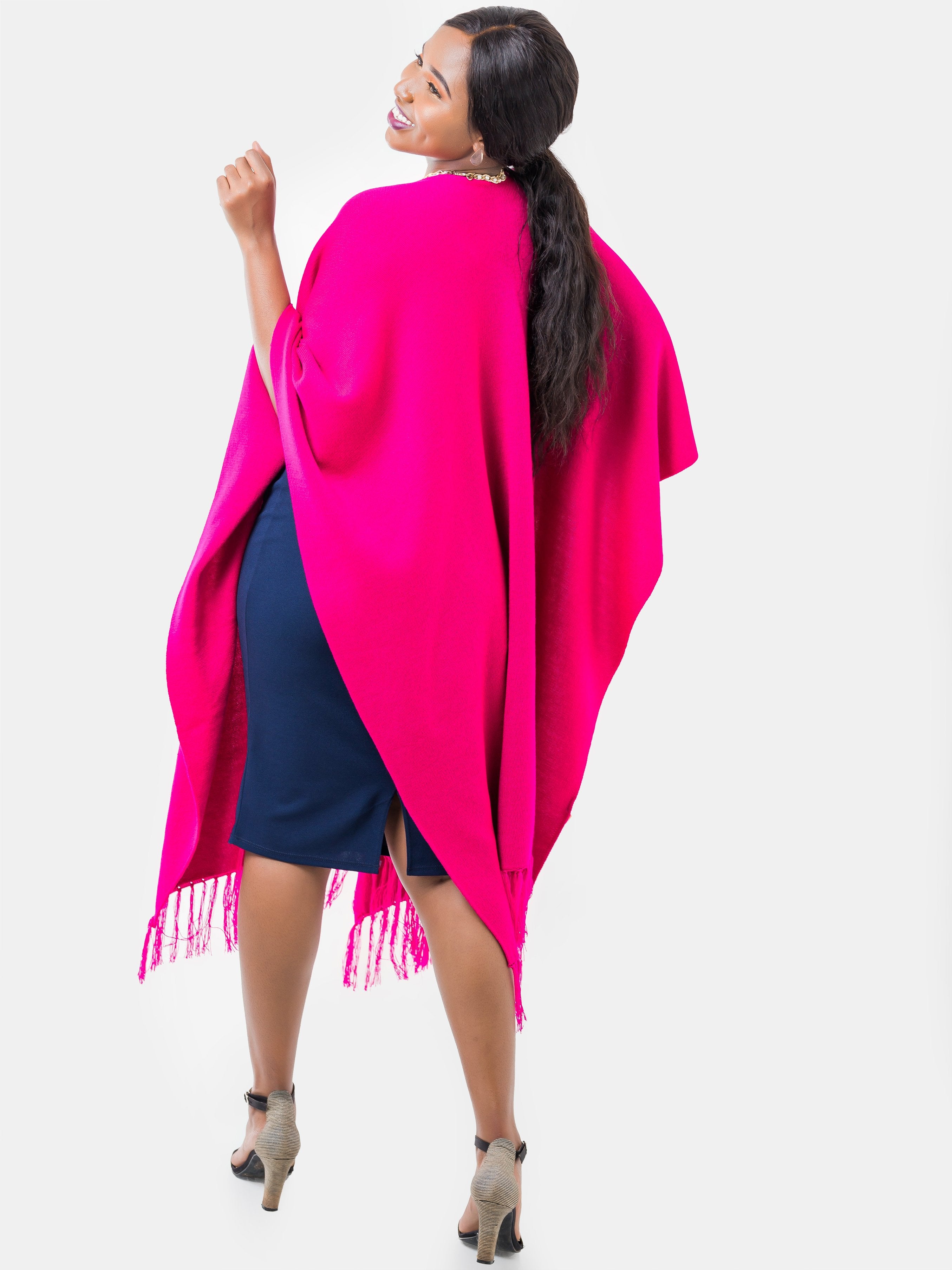 Vivo Double Layered Wrap Poncho - Pink - Shop Zetu
