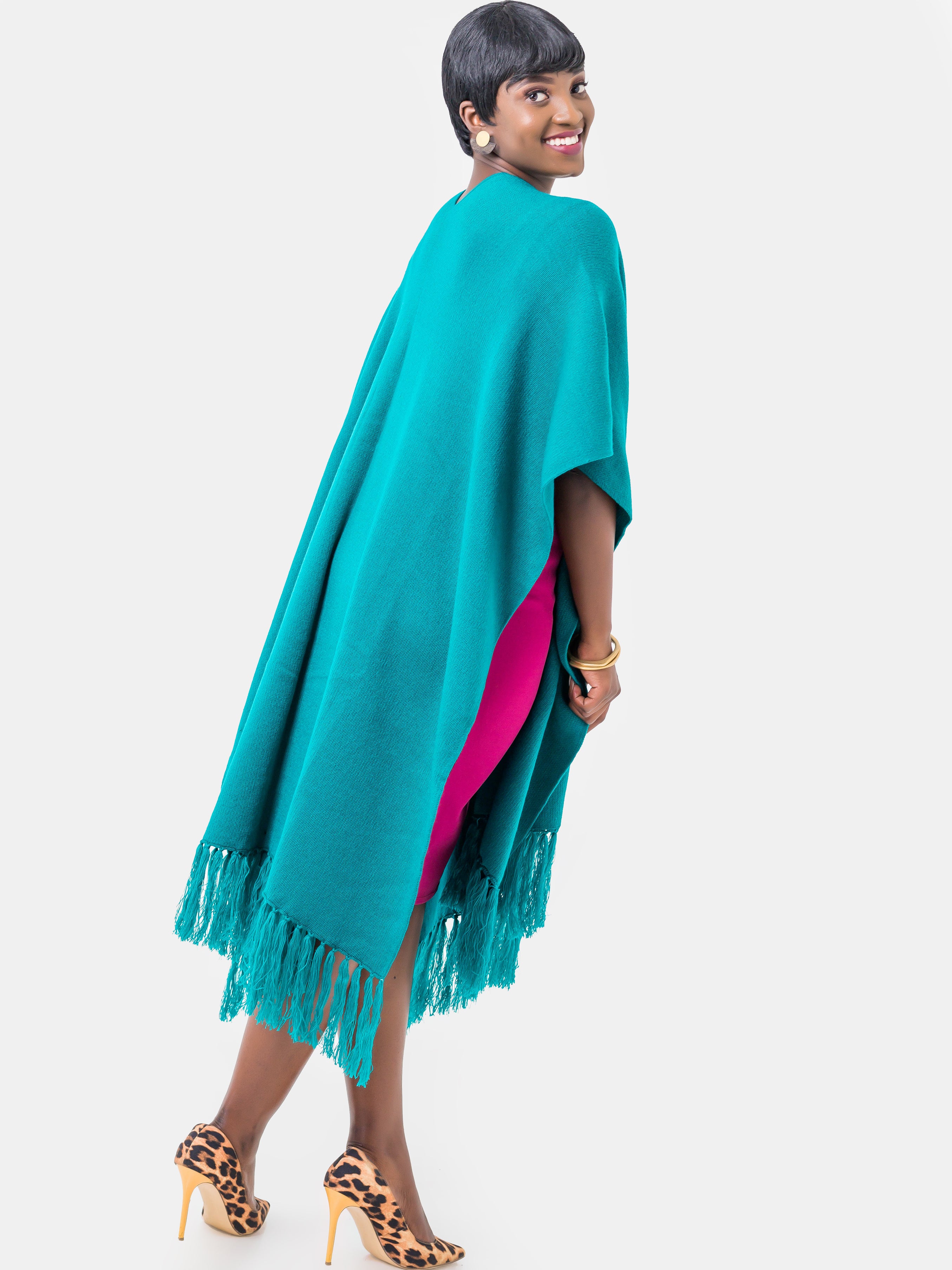 Vivo Basic Double Layered Wrap Poncho - Turquoise