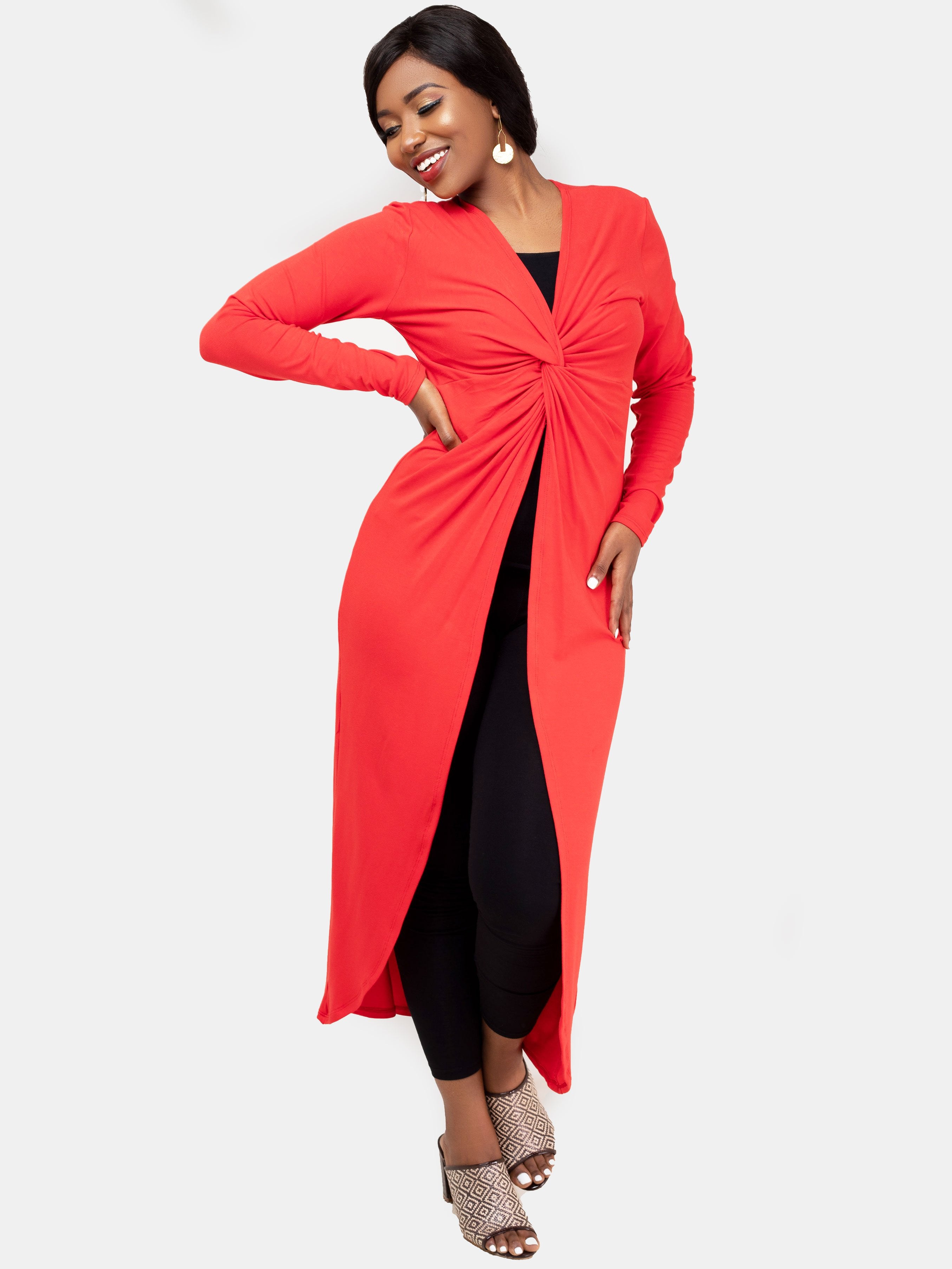 Vivo Front Knot Maxi Top - Red - Shop Zetu