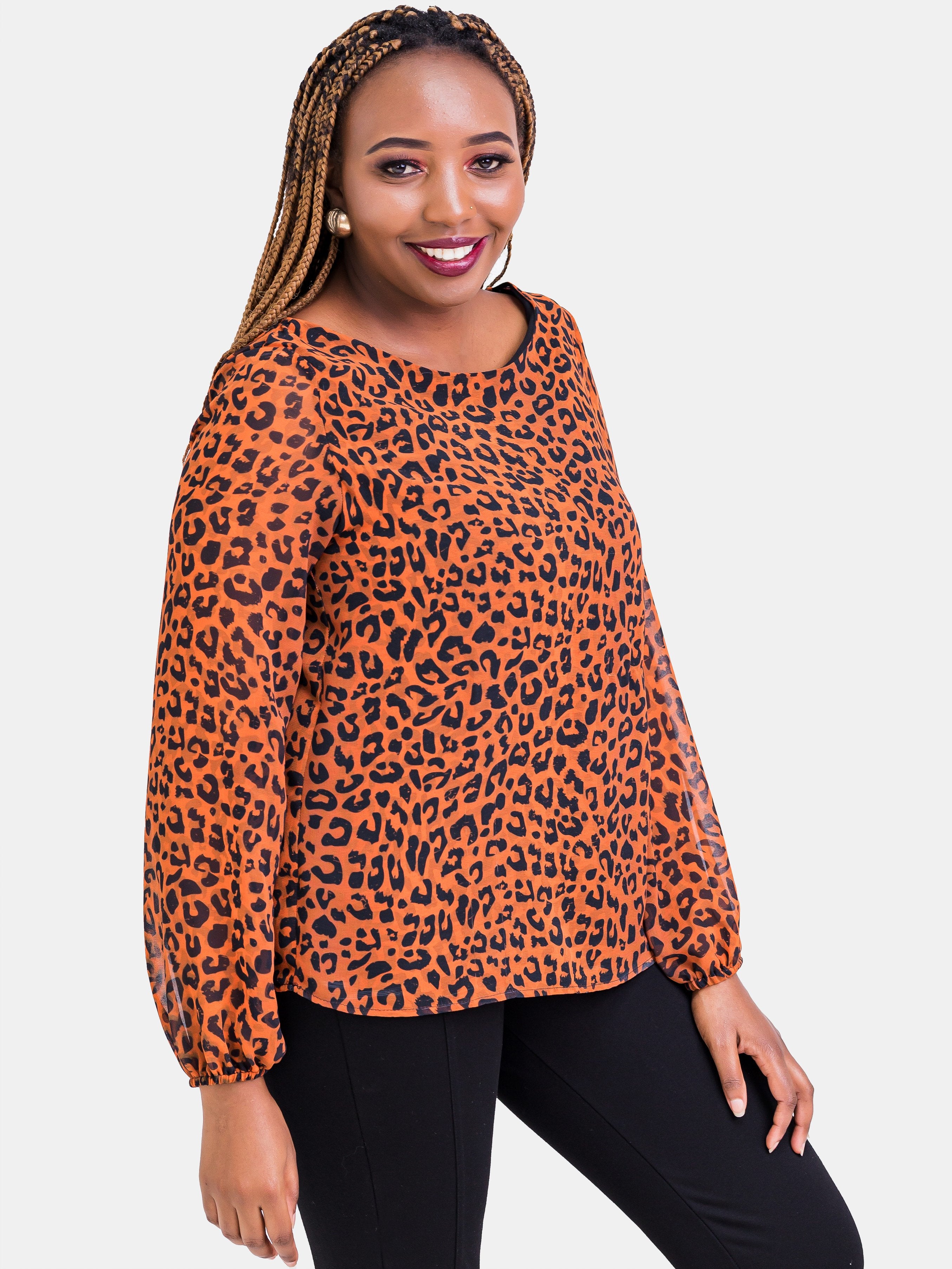 Vivo Cory Top - Orange Print - Shop Zetu