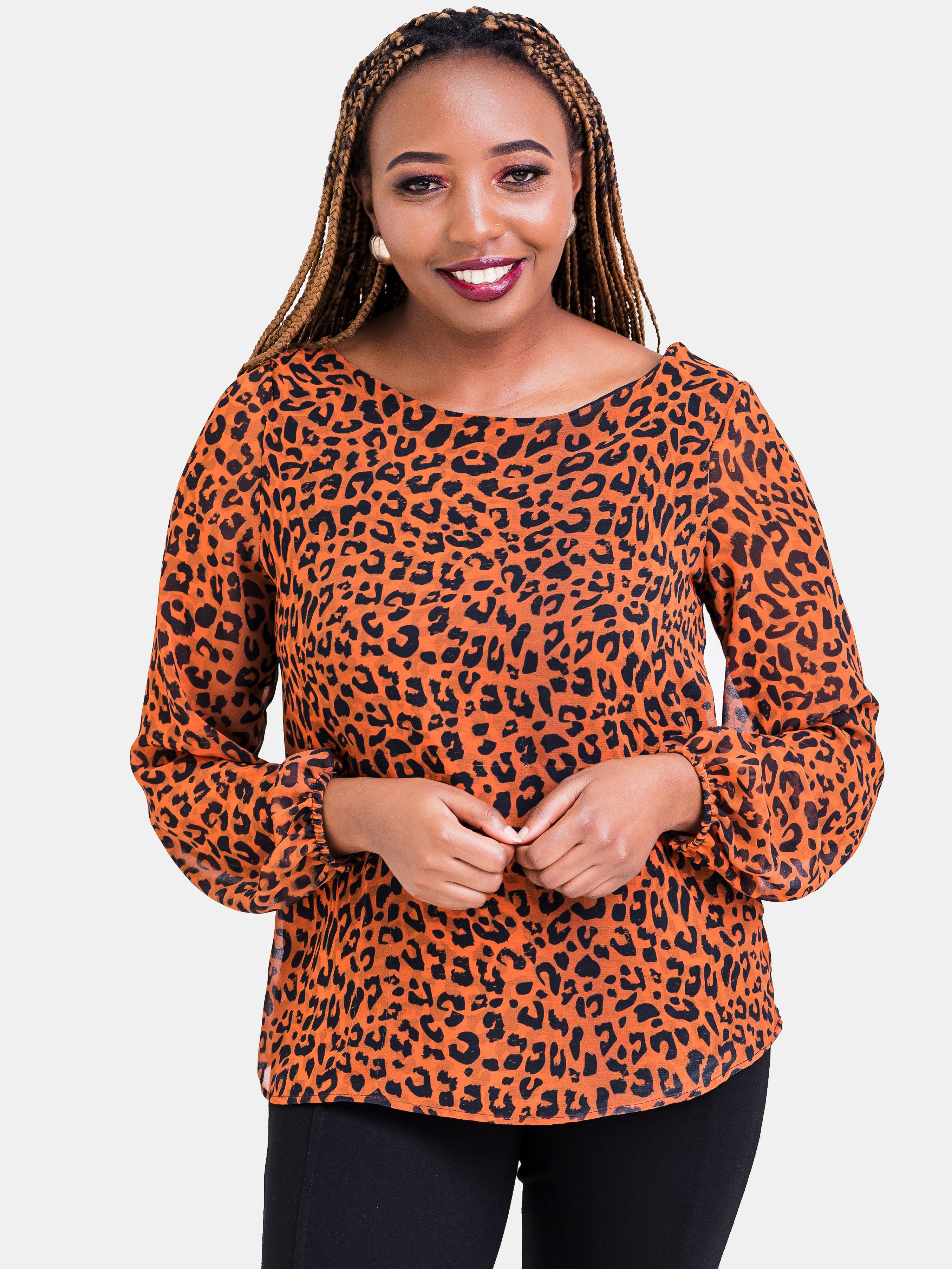 Vivo Cory Top - Orange Print - Shop Zetu