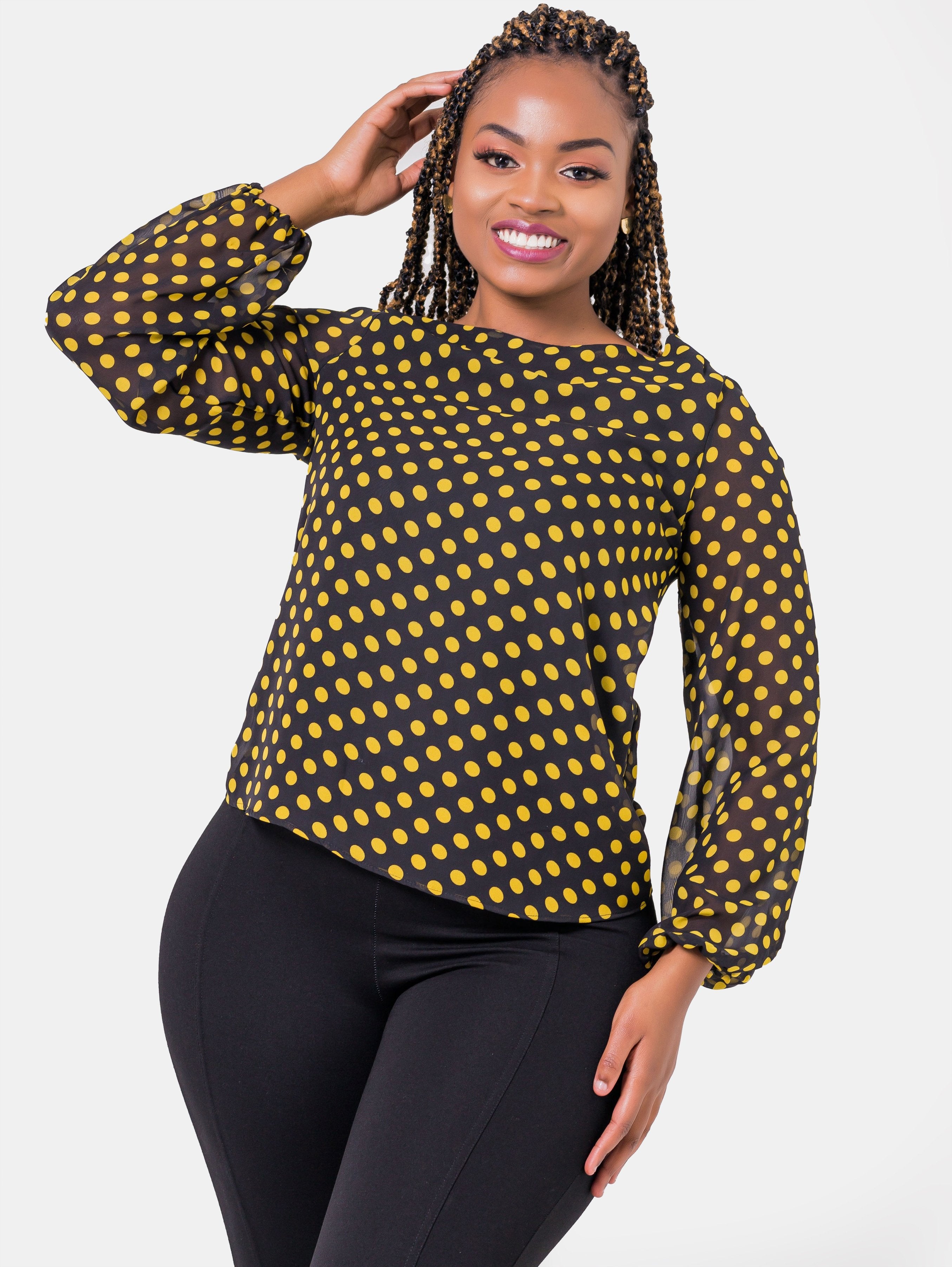 Vivo Cory Top - Yellow Polka Dot - Shop Zetu