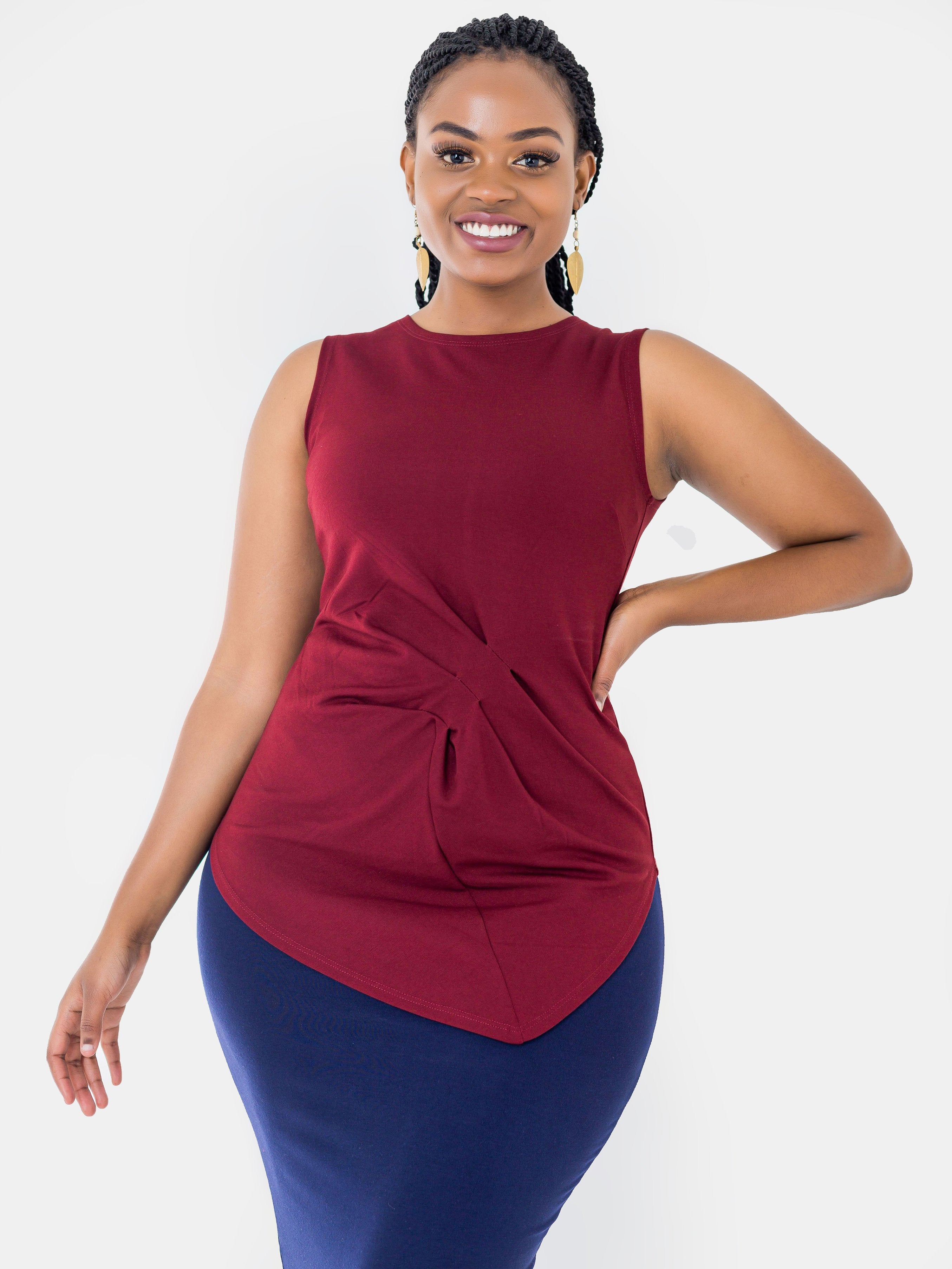 Vivo Lena Asymmetrical Top - Red - Shop Zetu