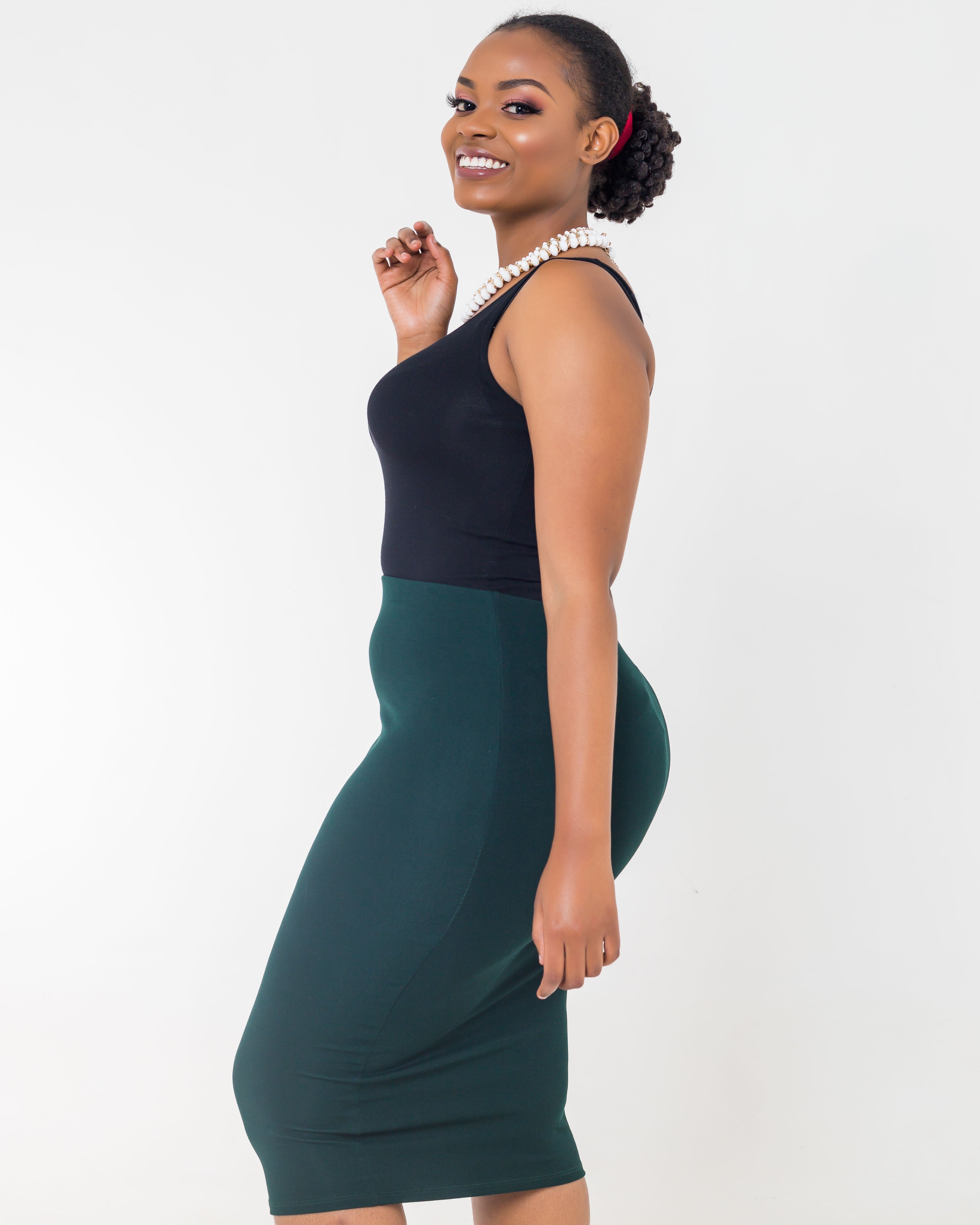 Vivo Leilah Pencil Skirt - Dark Green