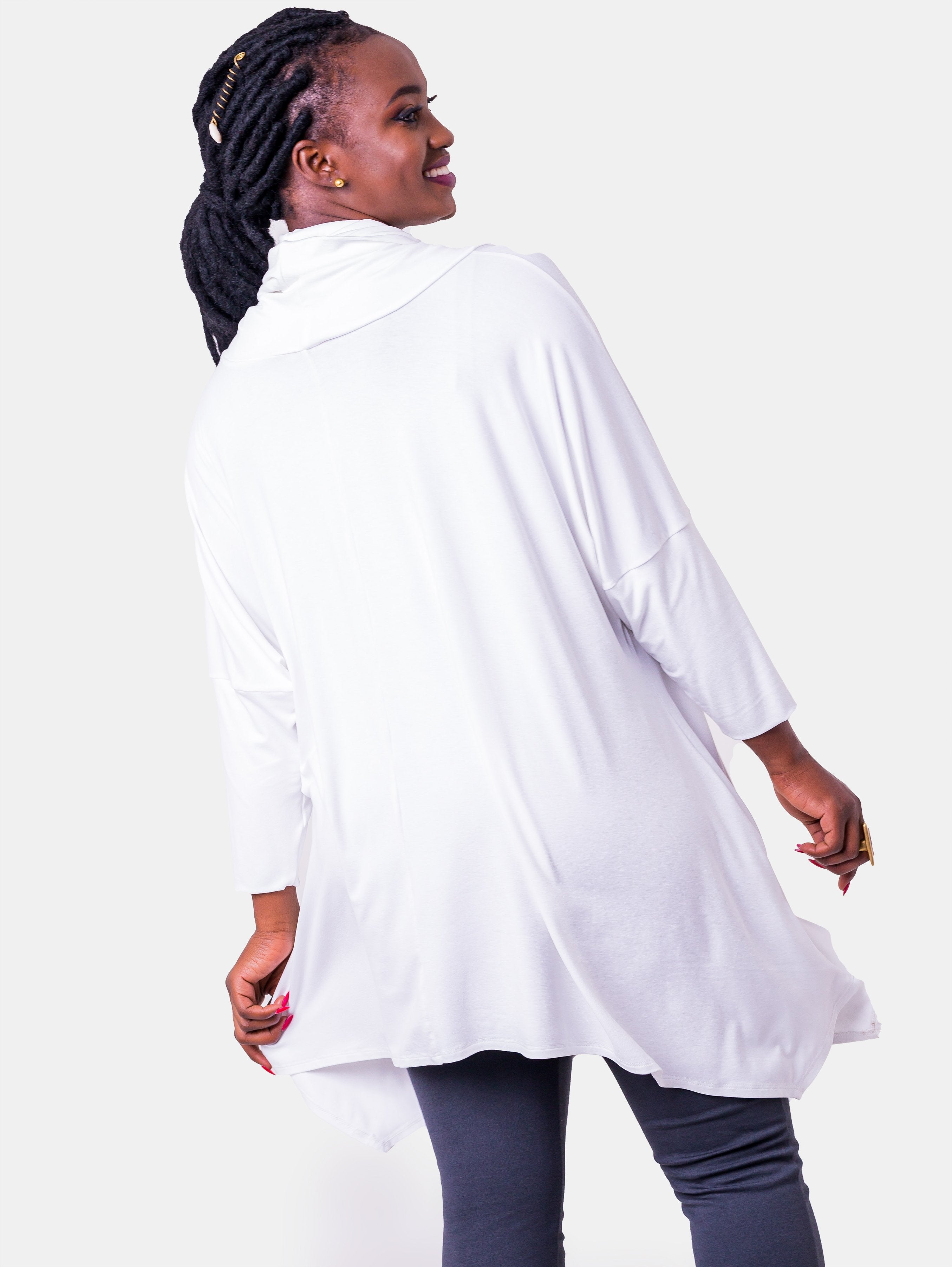 Vivo Angela Cowl Top - White - Shop Zetu