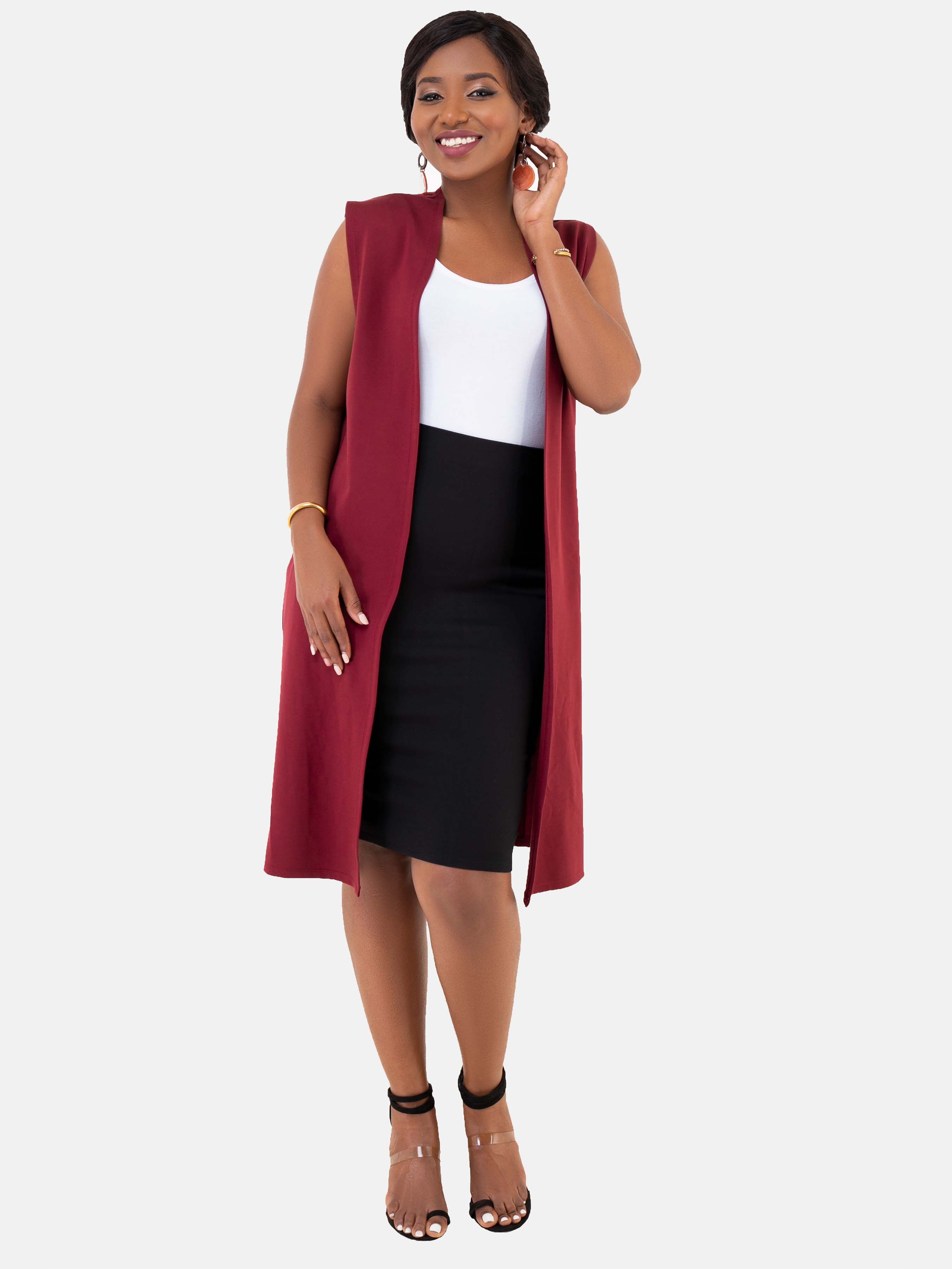 Vivo Basic Sleeveless Overcoat - Maroon