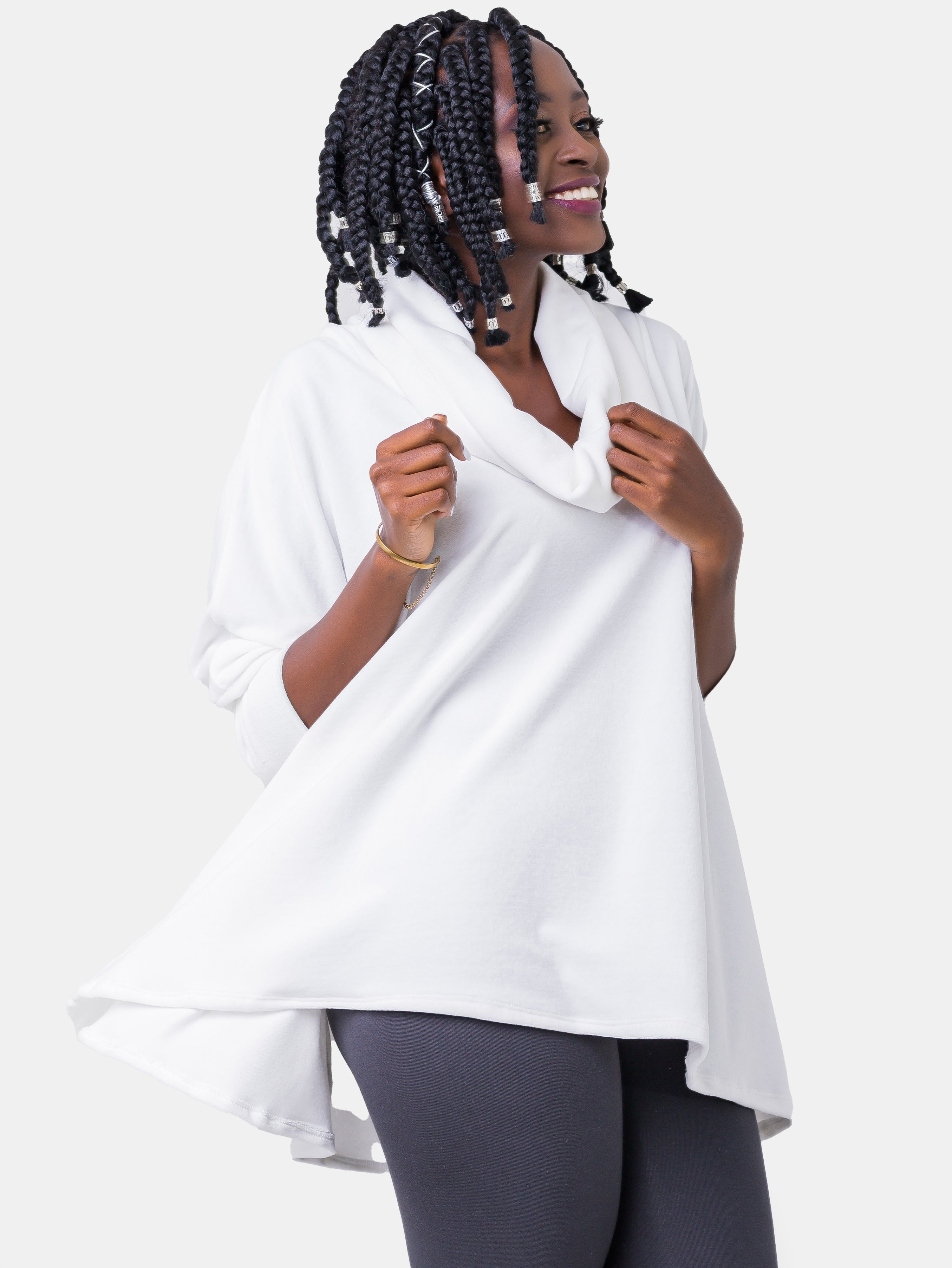 Vivo Basic Cowl Hoodie - White