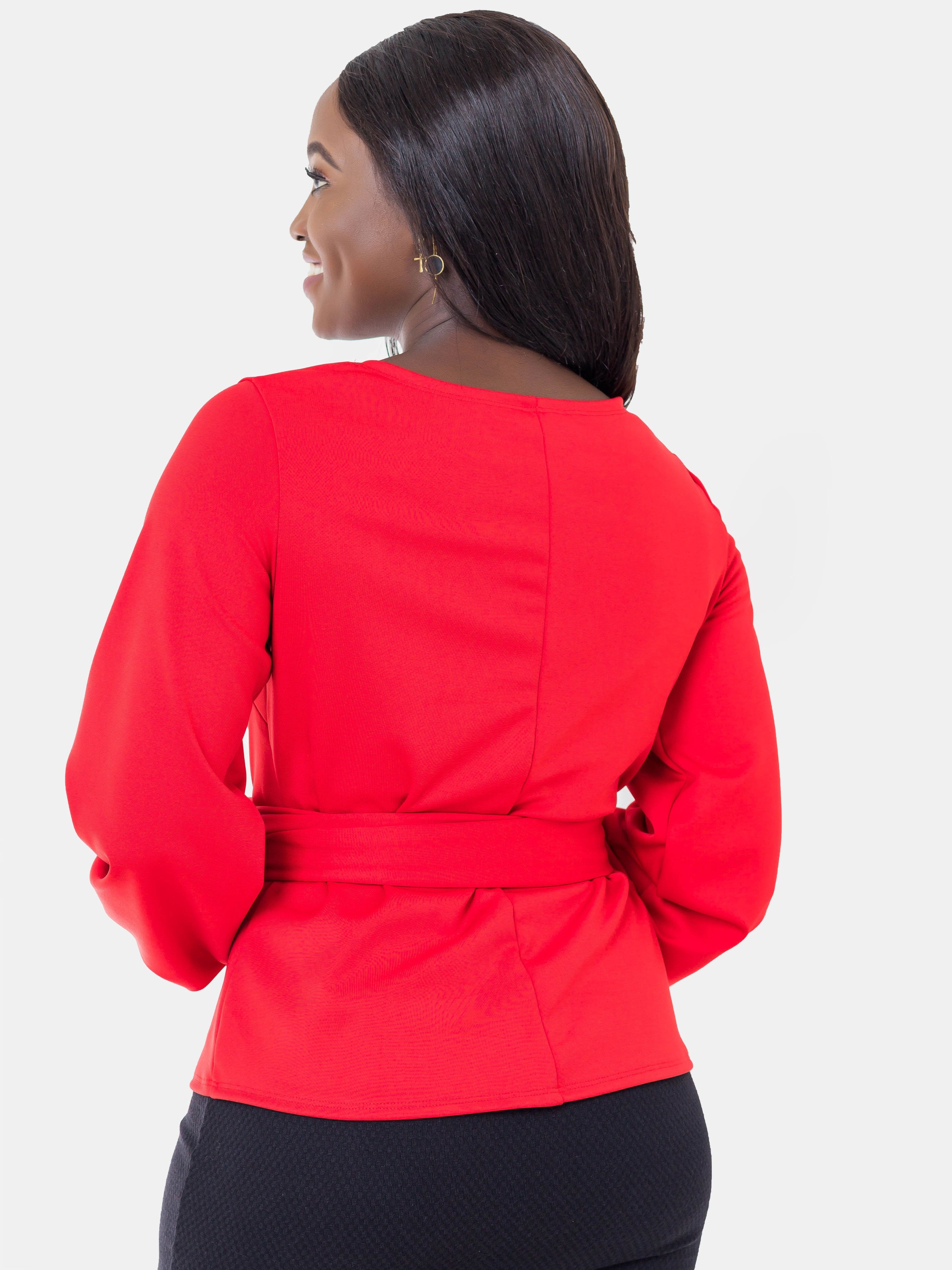 Vivo Nova Bishop Sleeve Top - Red - Shop Zetu