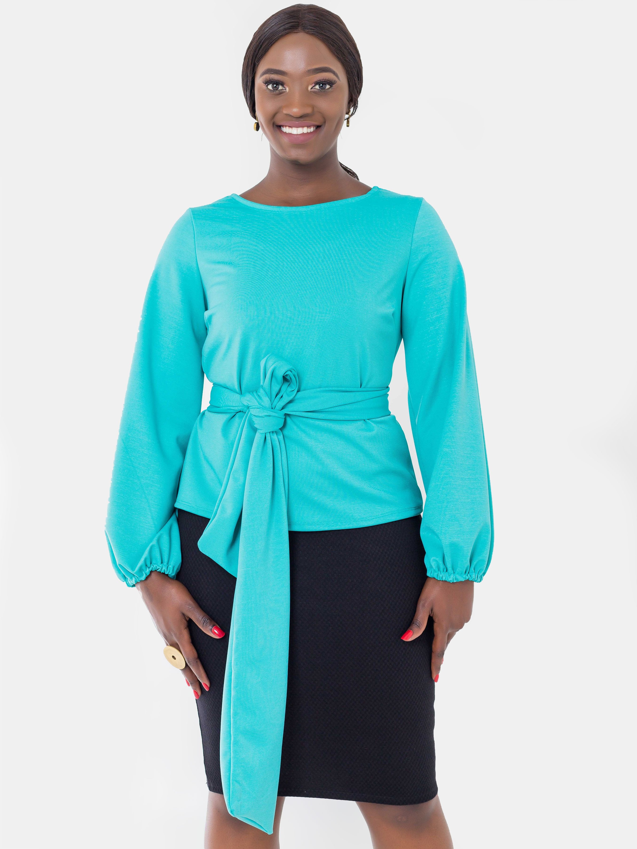 Vivo Nova Bishop Sleeve Top - Turquoise - Shop Zetu