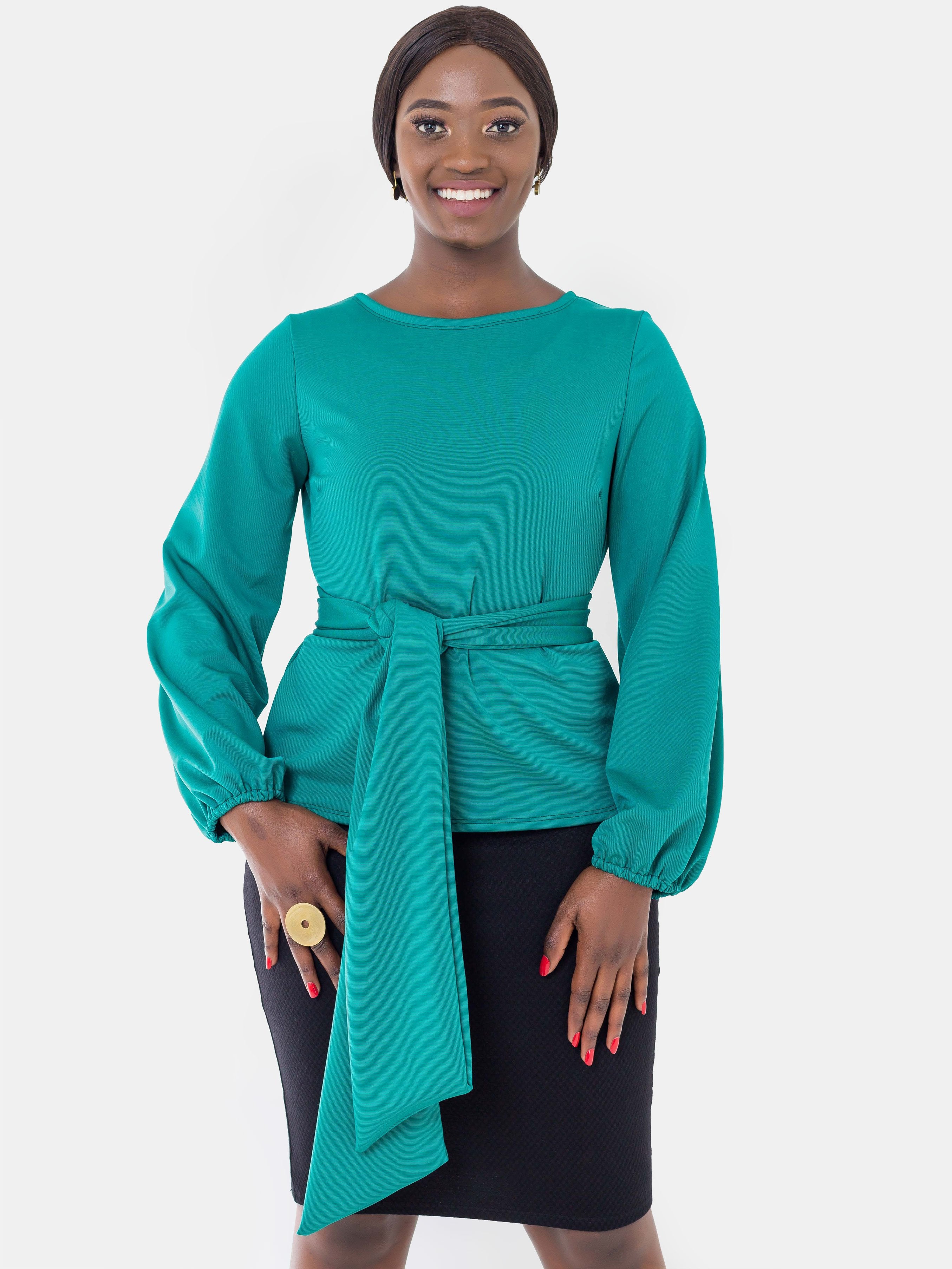 Vivo Nova Bishop Sleeve Top - Teal - Shop Zetu