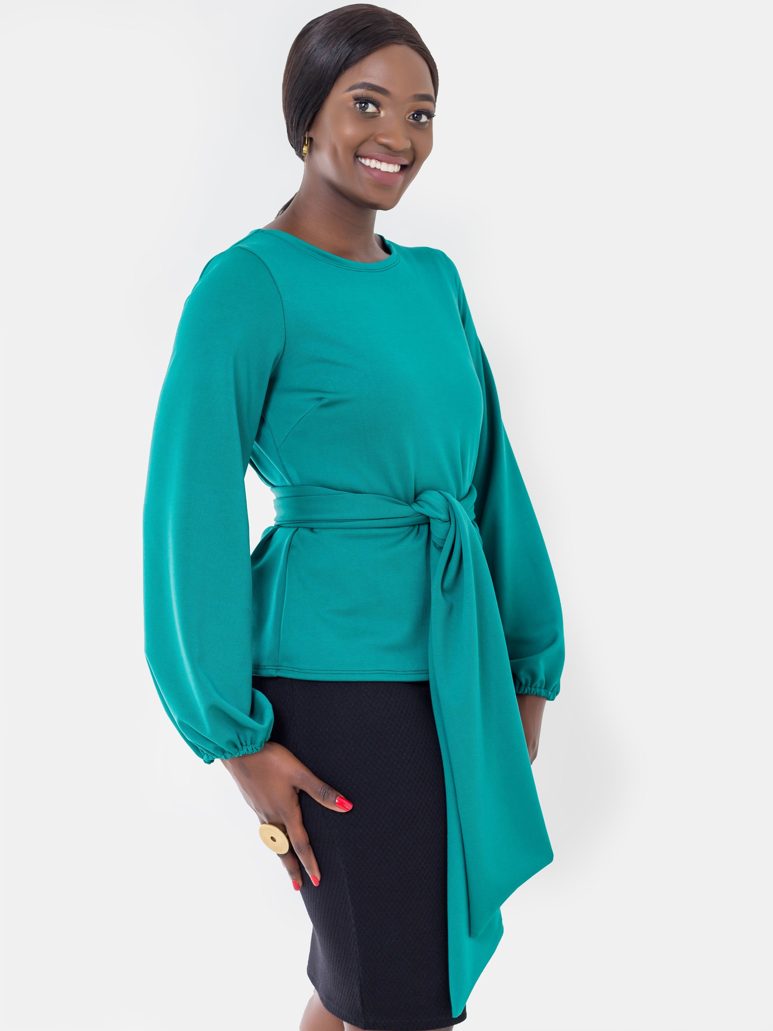 Vivo Nova Bishop Sleeve Top - Teal - Shop Zetu