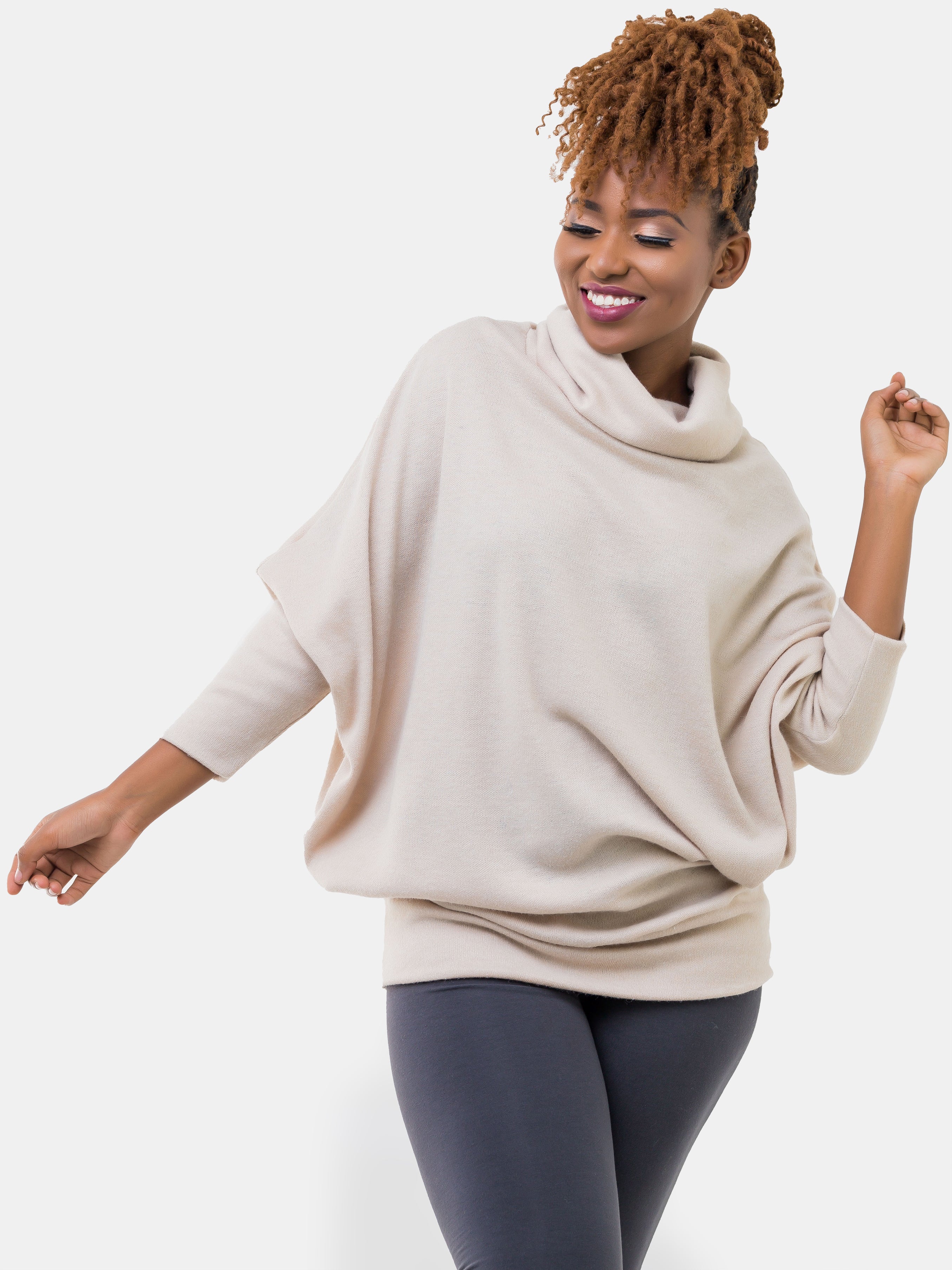 Vivo Basic Dolman Sweater - Taupe