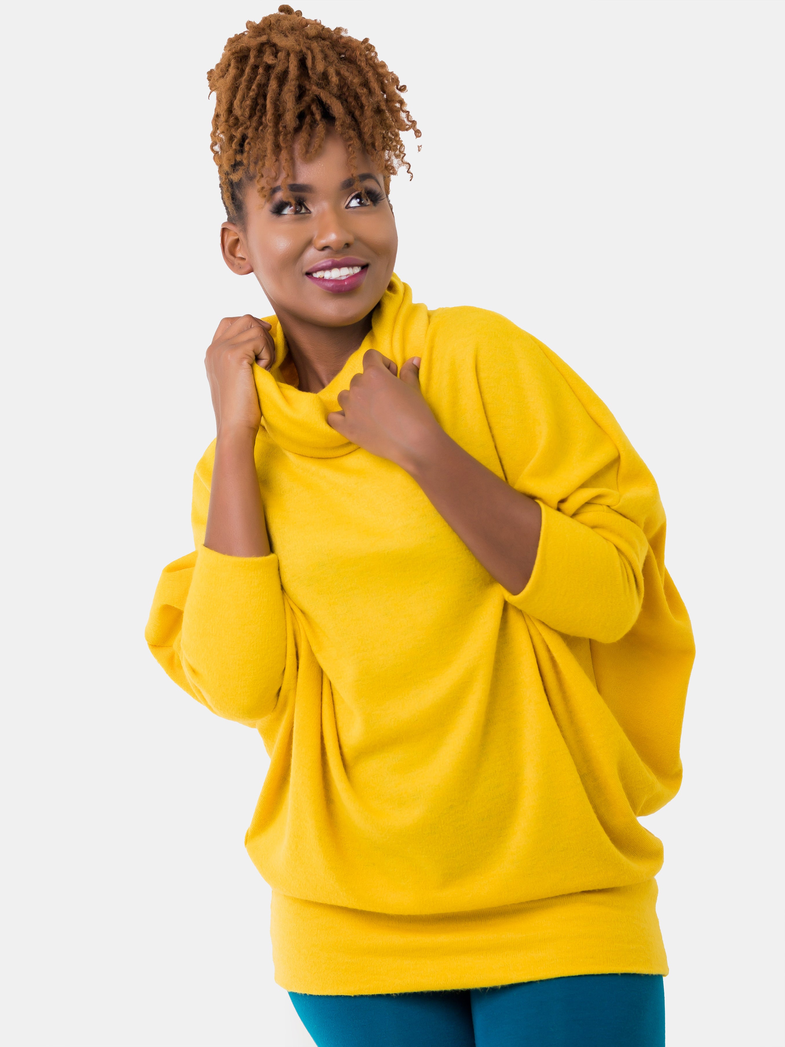 Vivo Basic Dolman Sweater - Yellow