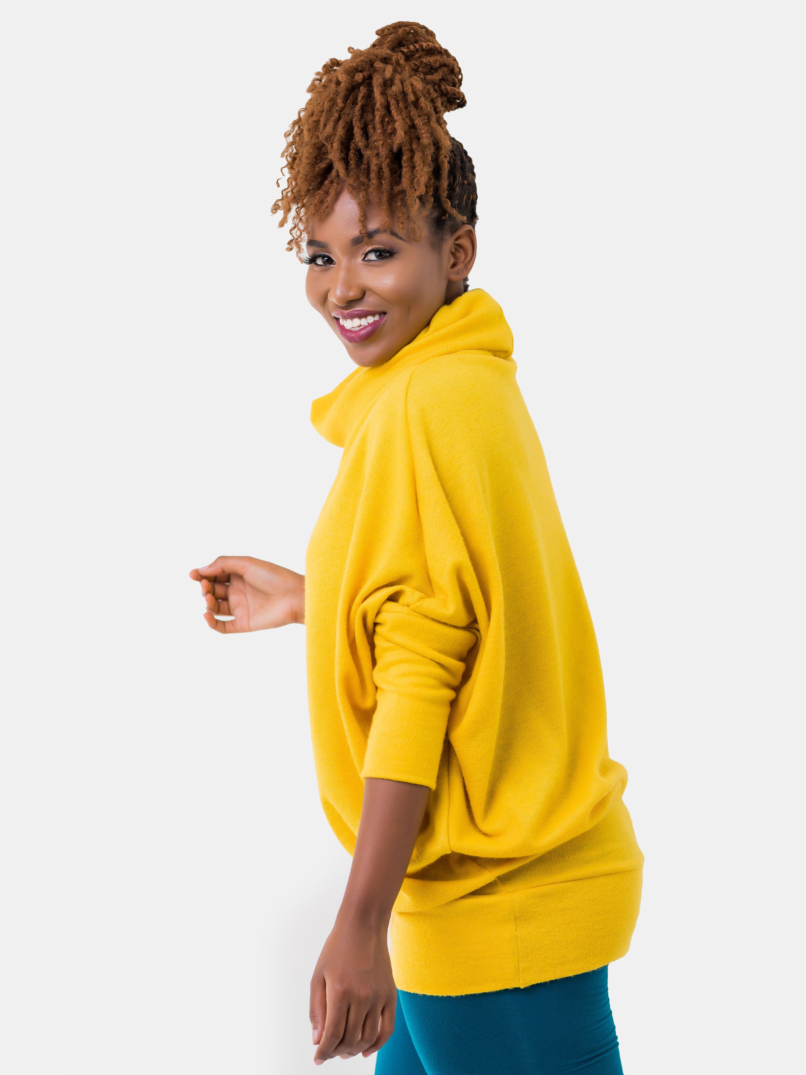 Vivo Basic Dolman Sweater - Yellow