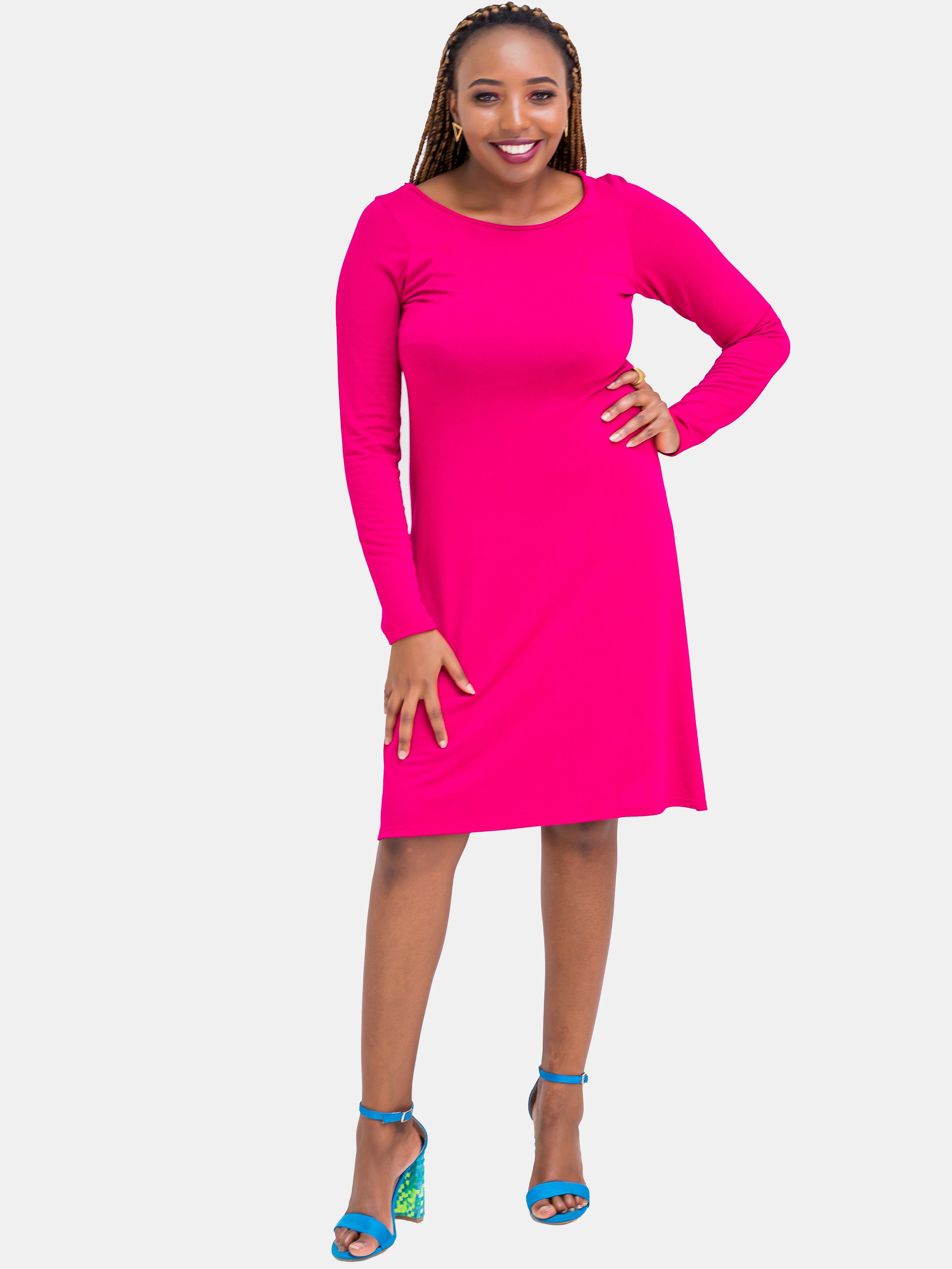 Vivo Judith A-Line Sweater Dress - Pink