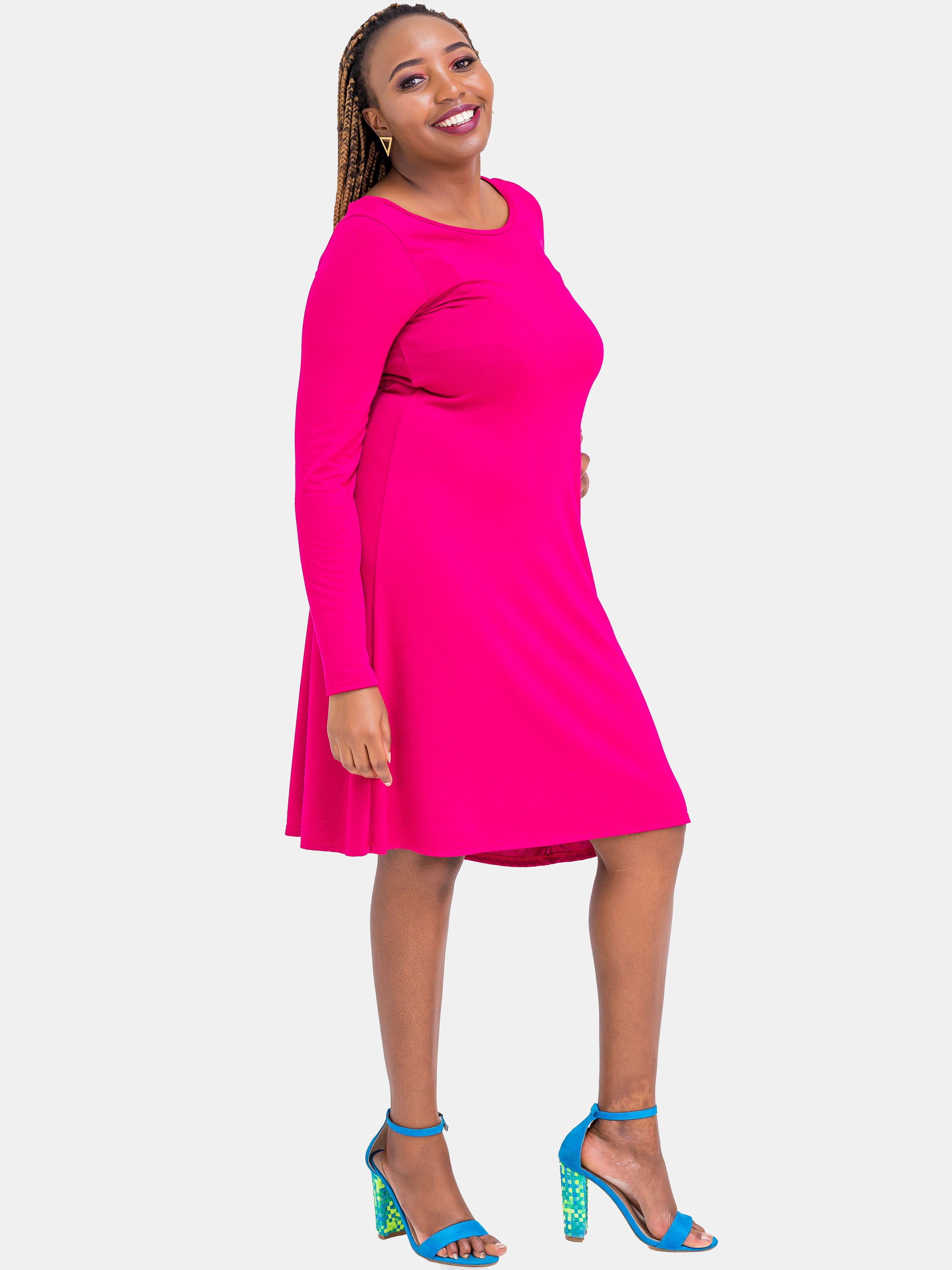 Vivo Judith A-Line Sweater Dress - Pink