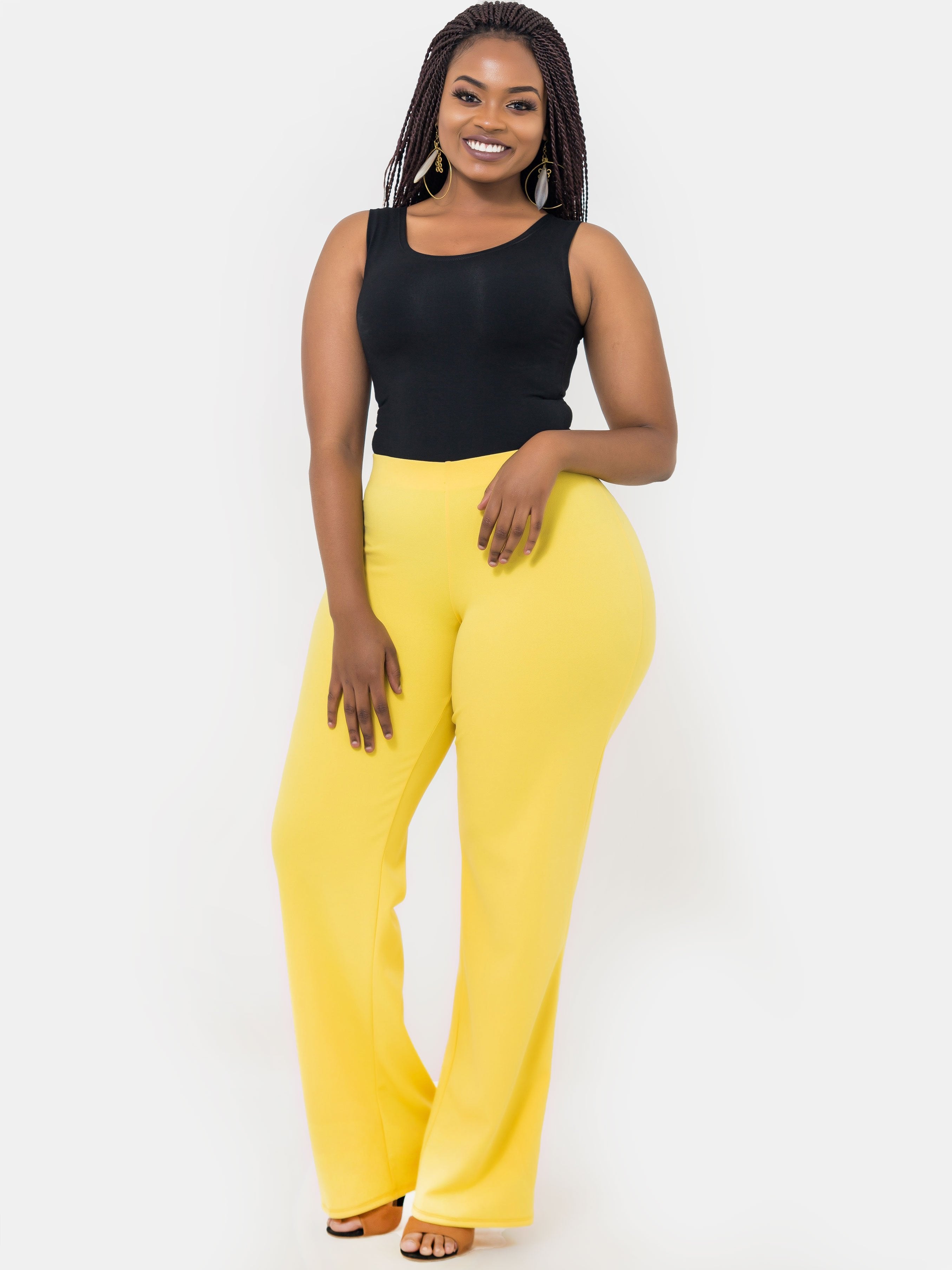 Vivo Wide Leg Pants - Yellow - Shop Zetu