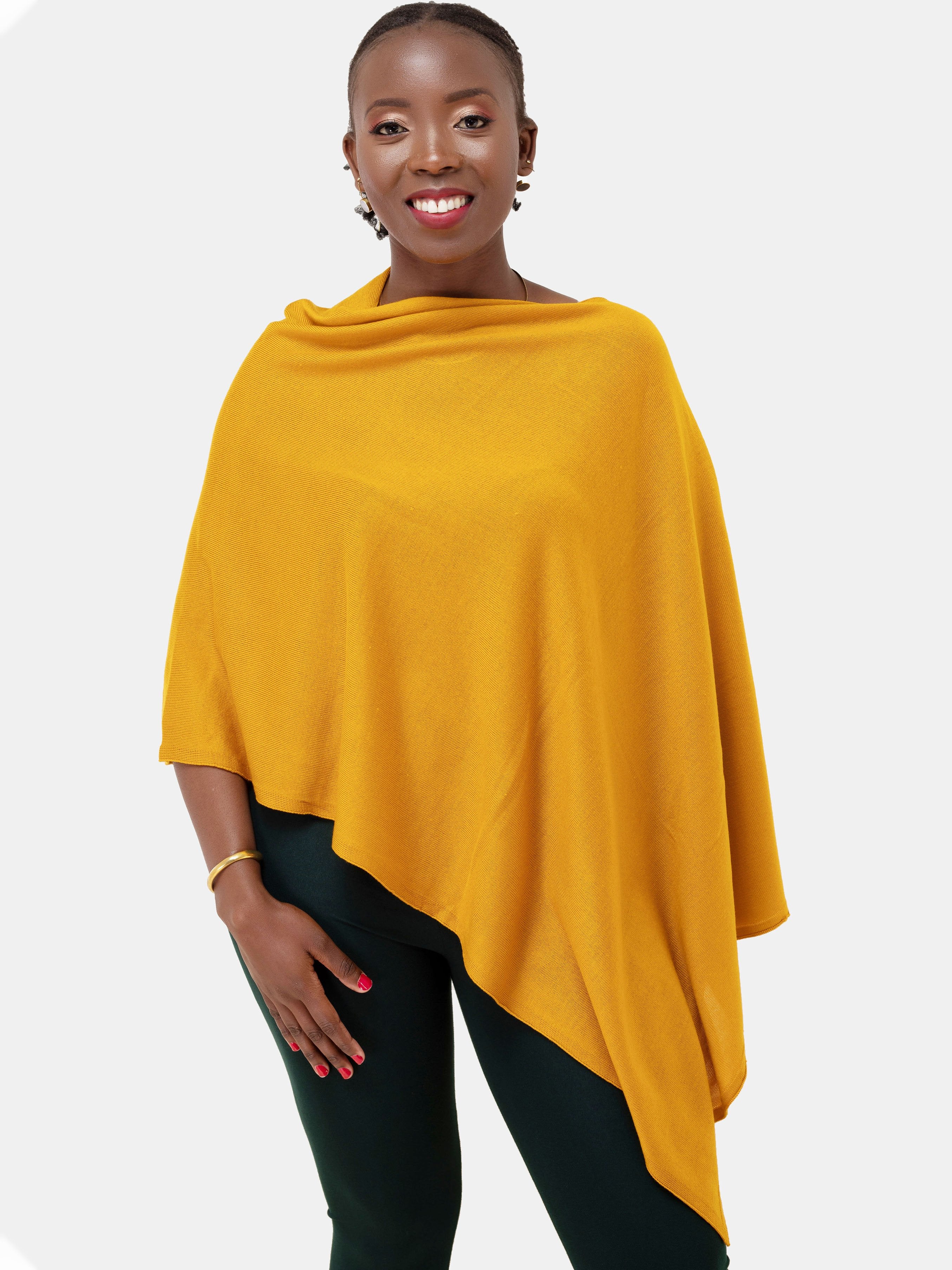 Vivo Off Shoulder Poncho - Mustard - Shop Zetu