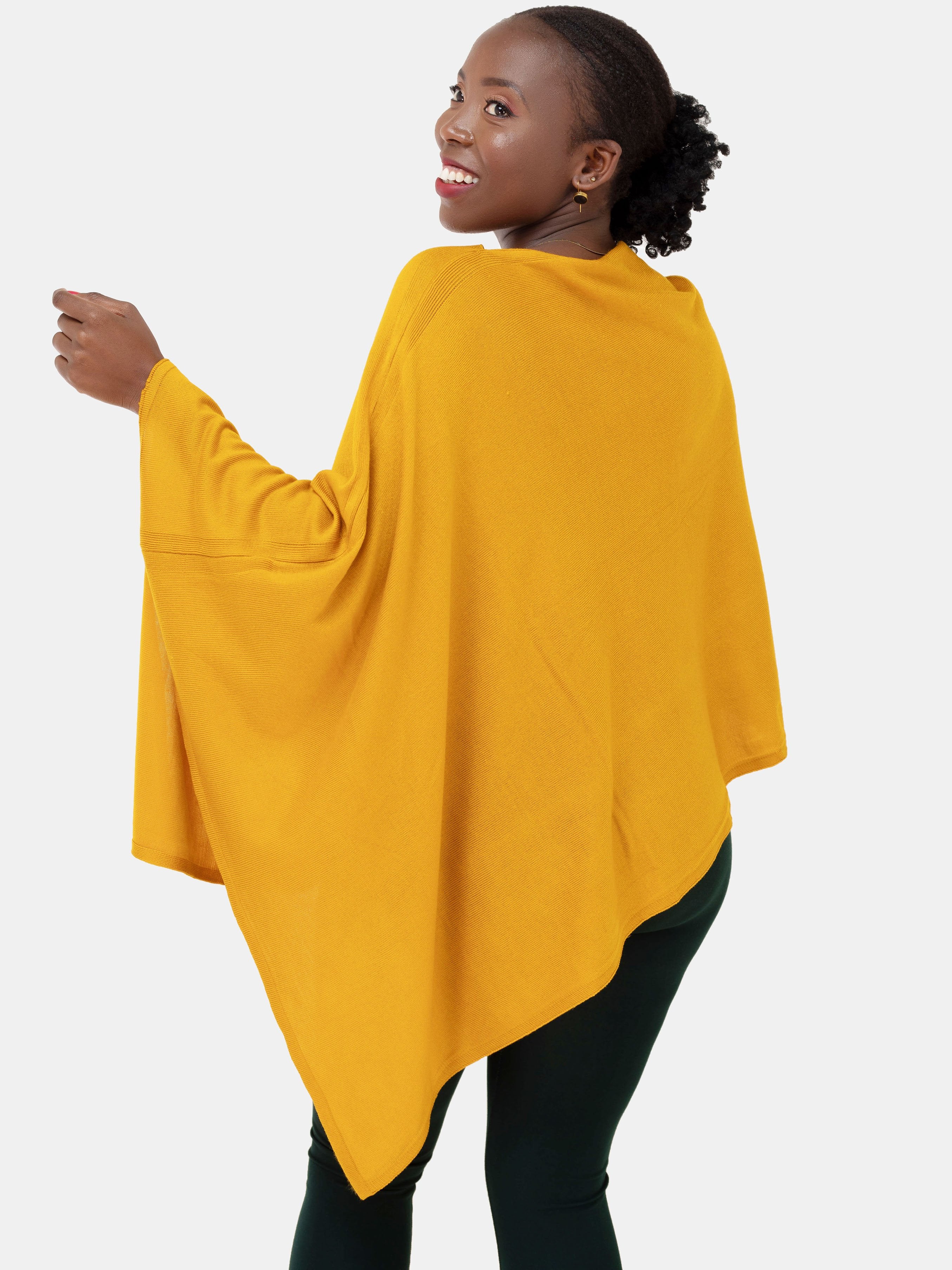 Vivo Off Shoulder Poncho - Mustard - Shop Zetu